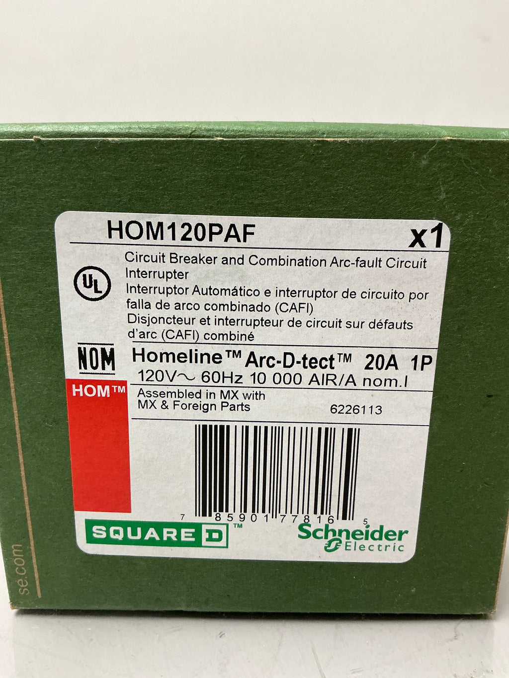 New Square D HOM120PAF 1 Pole, 20 Amps, 120 Volts Circuit Breaker
