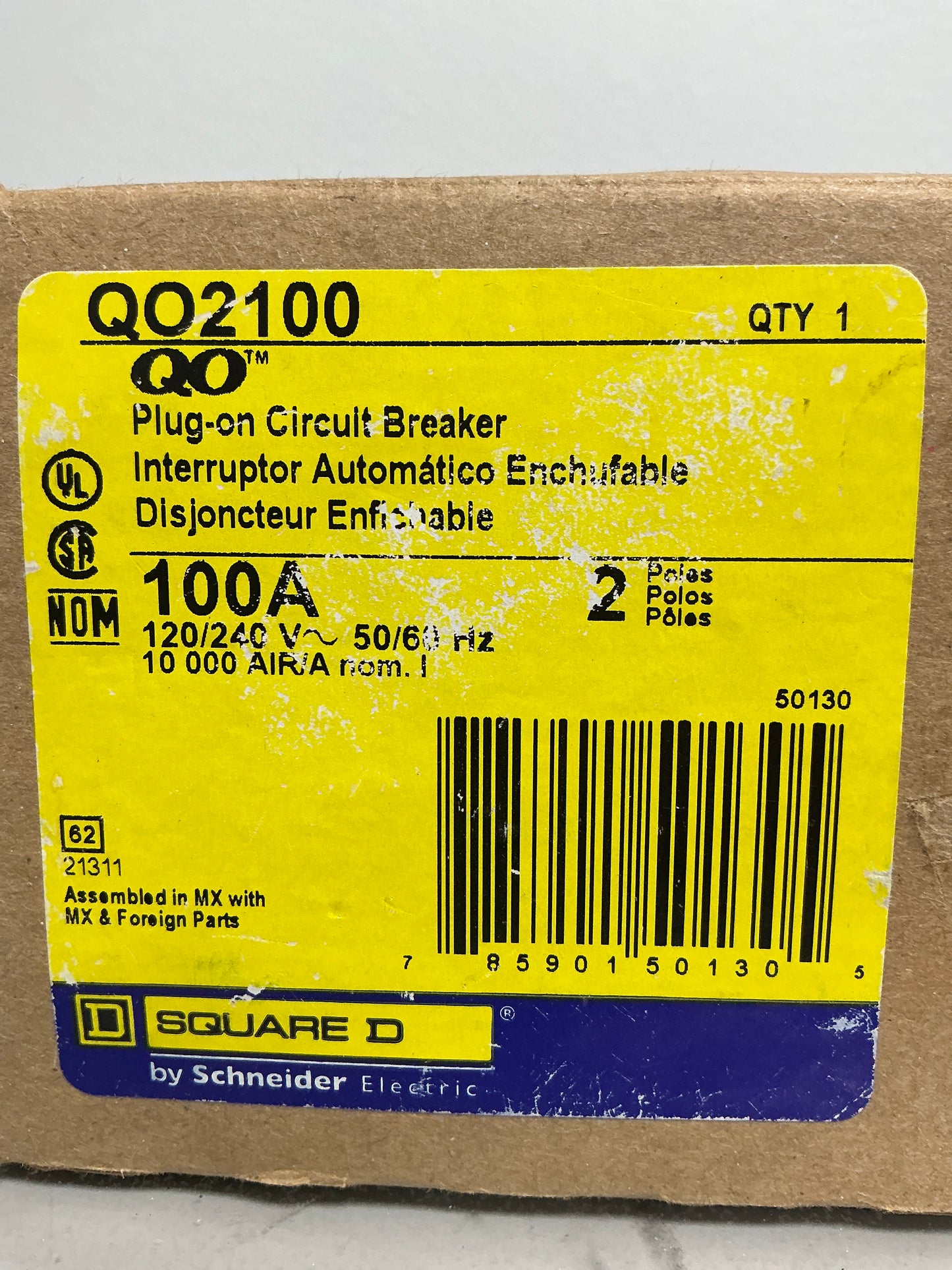 New Square D QO2100 2 Poles, 100 Amps, 240 Volts