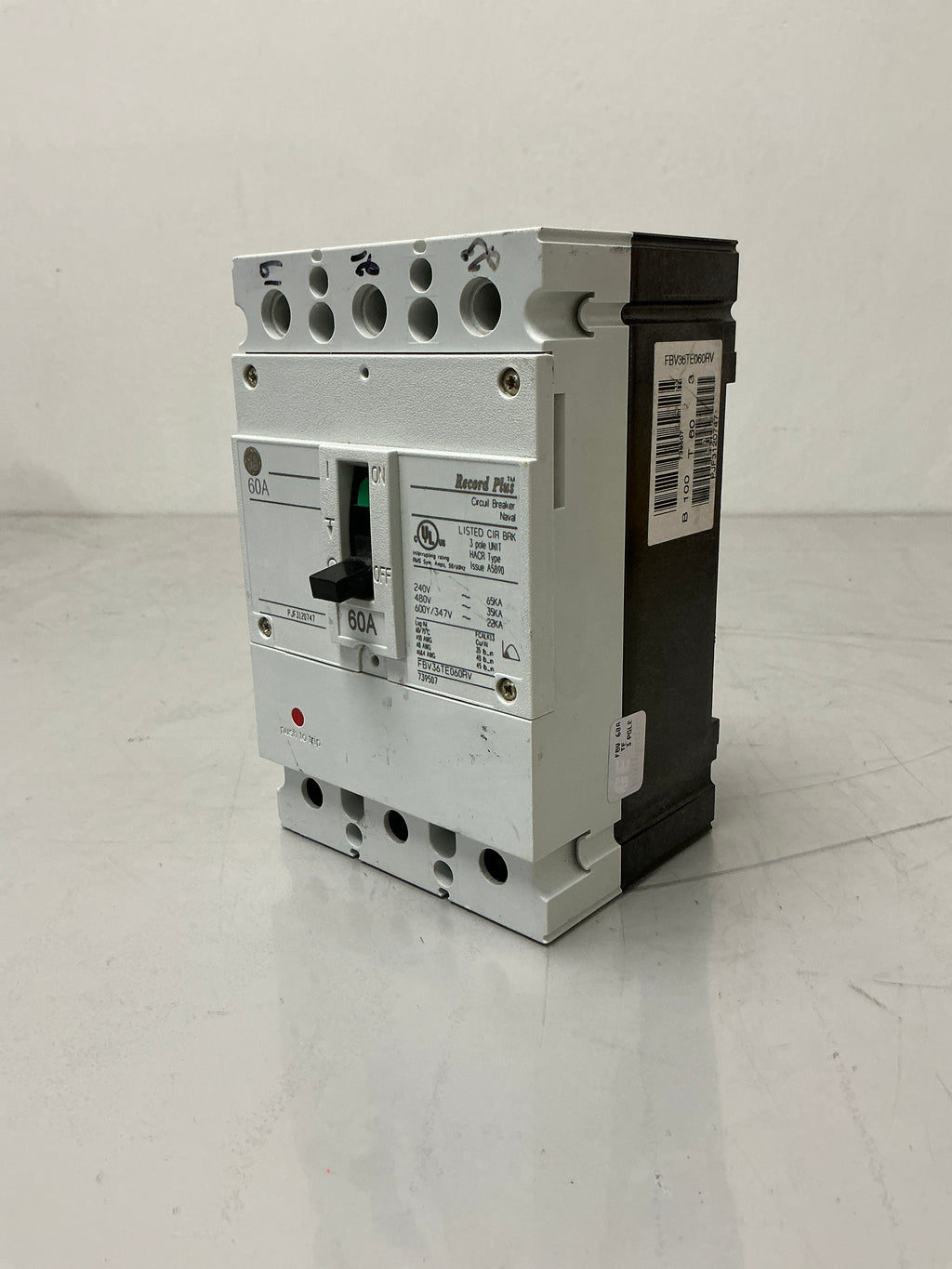 Used GE FBV36TE060 RV 3Pole, 60 Amps , 600 Volts Circuit Breaker