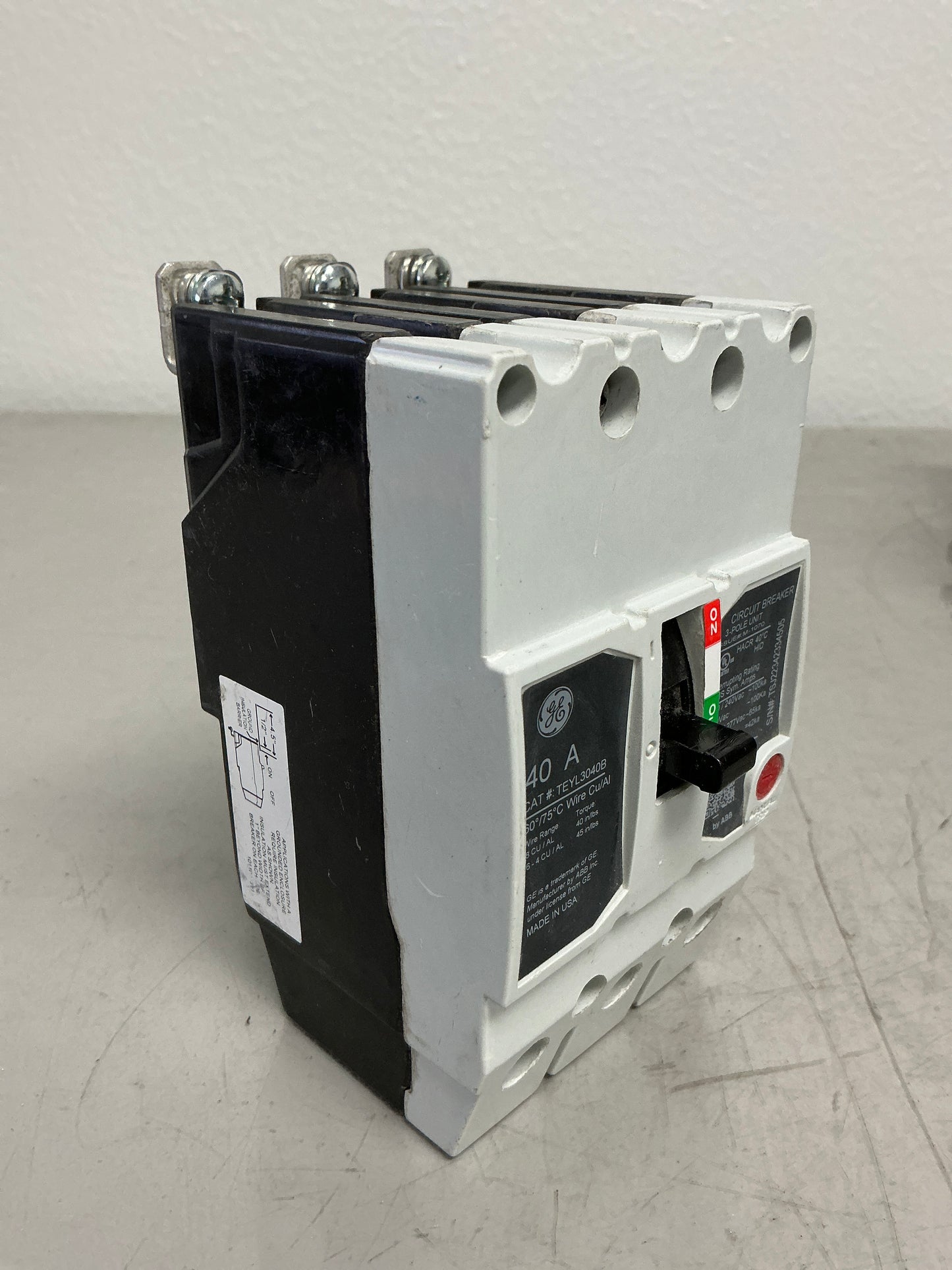 Used ABB TEYL3040B 3 Pole, 40 Amps