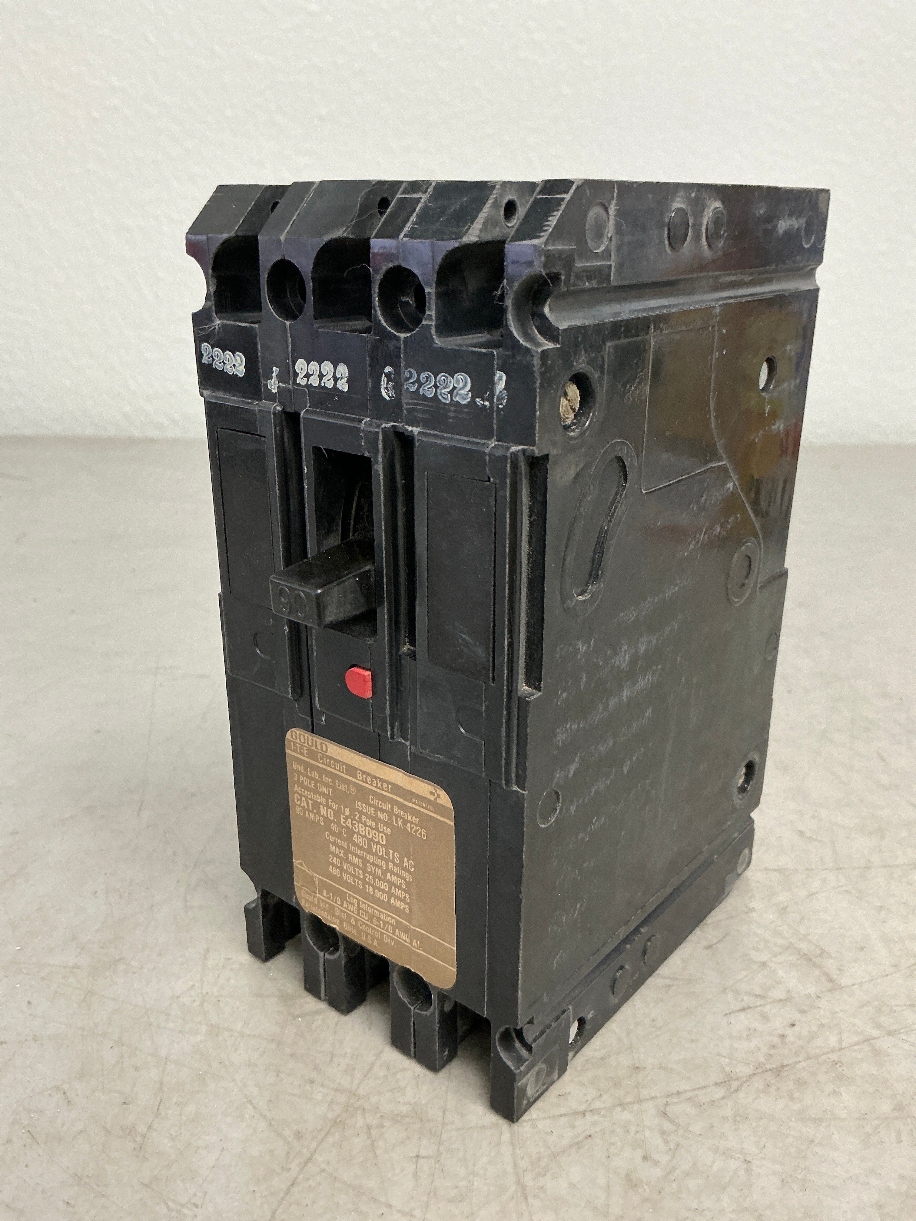 Used Siemens E43B090 3 Pole, 90 Amps, 480 Volts Circuit Breaker
