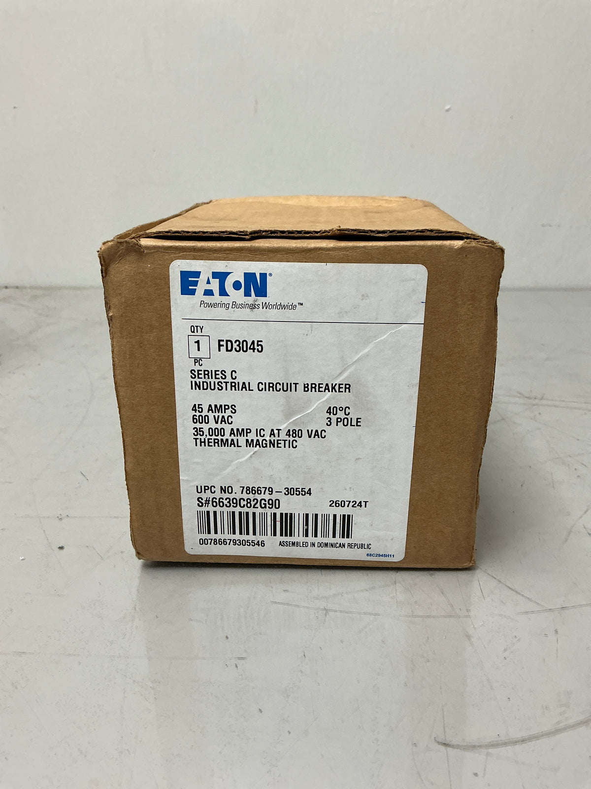 New Eaton FD3045 3Pole, 45Amps, 480 Volts  Circuit Breaker