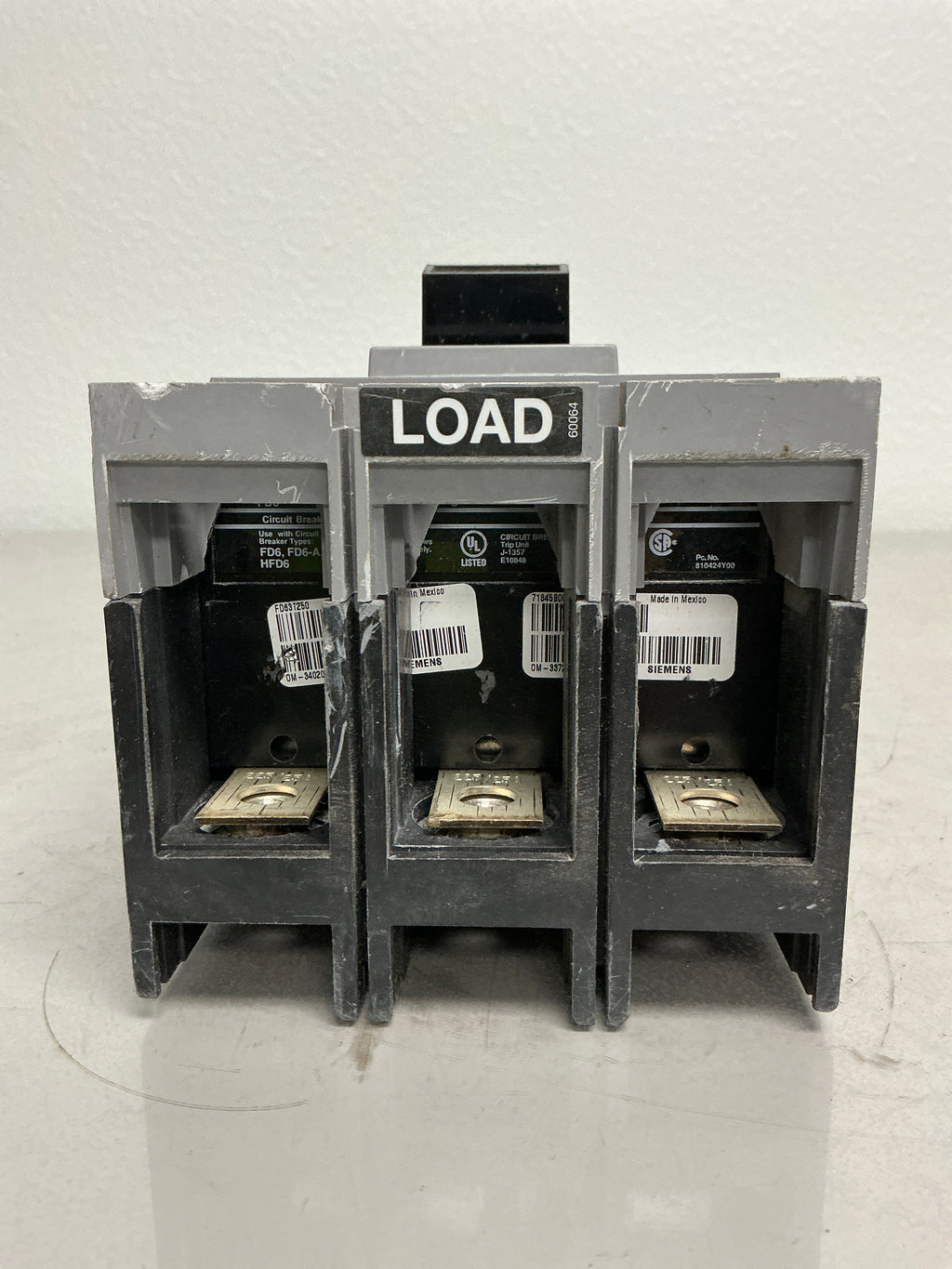 Used Siemens HFD63B250 3 Pole,  250 Amps, 480 Volts