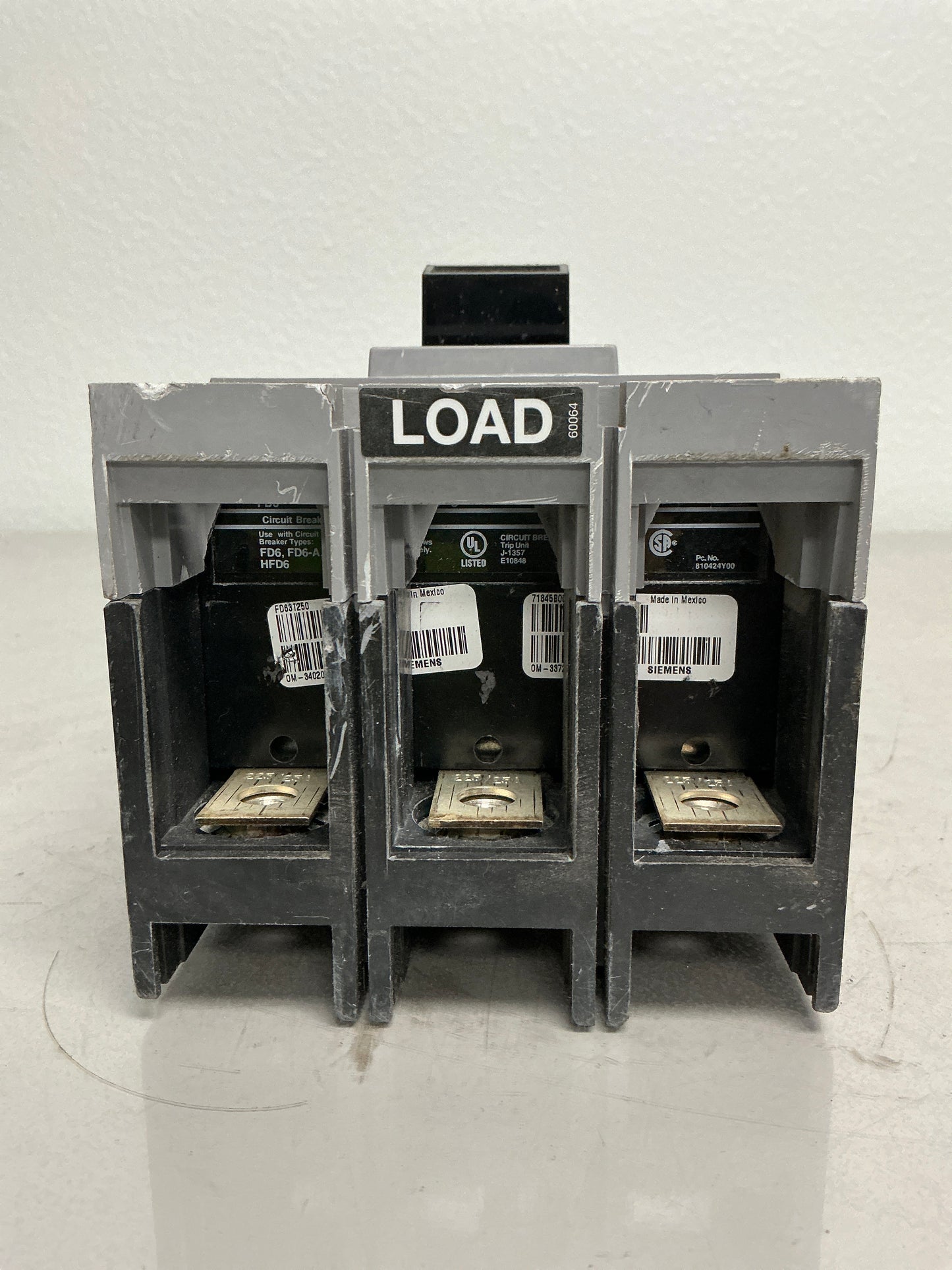 Used Siemens HFD63B250 3 Pole,  250 Amps, 480 Volts