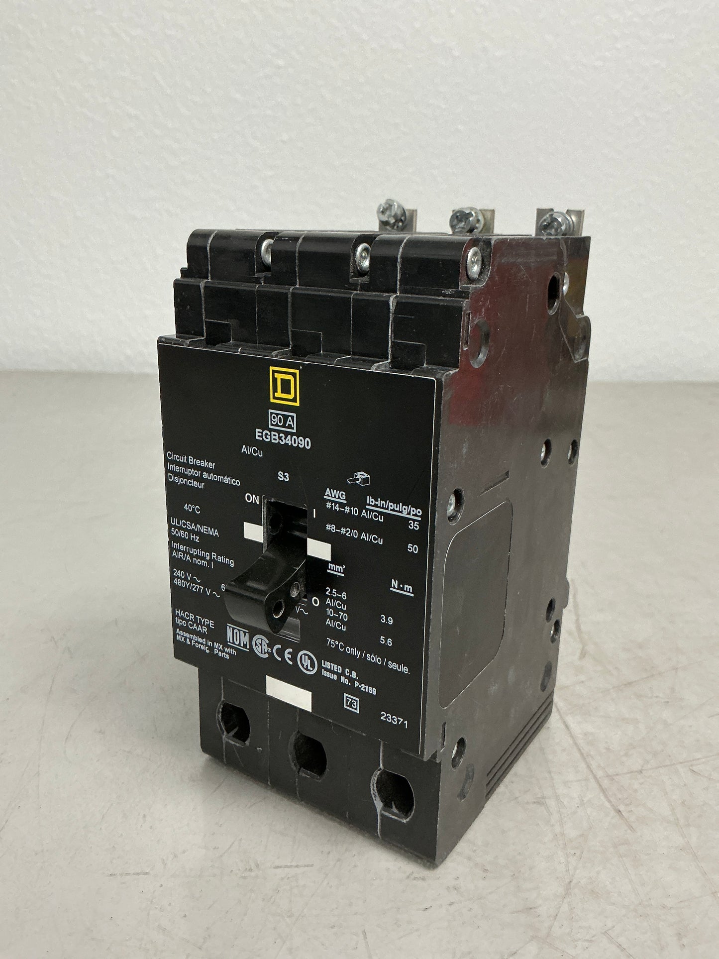 Used Square D EGB34090 3 Pole, 90 Amps, 480 Volts
