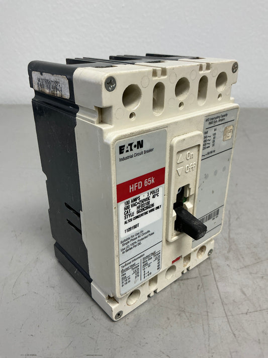 Used Eaton HFD3100 3 Poles, 100 Amps, 600 Volts