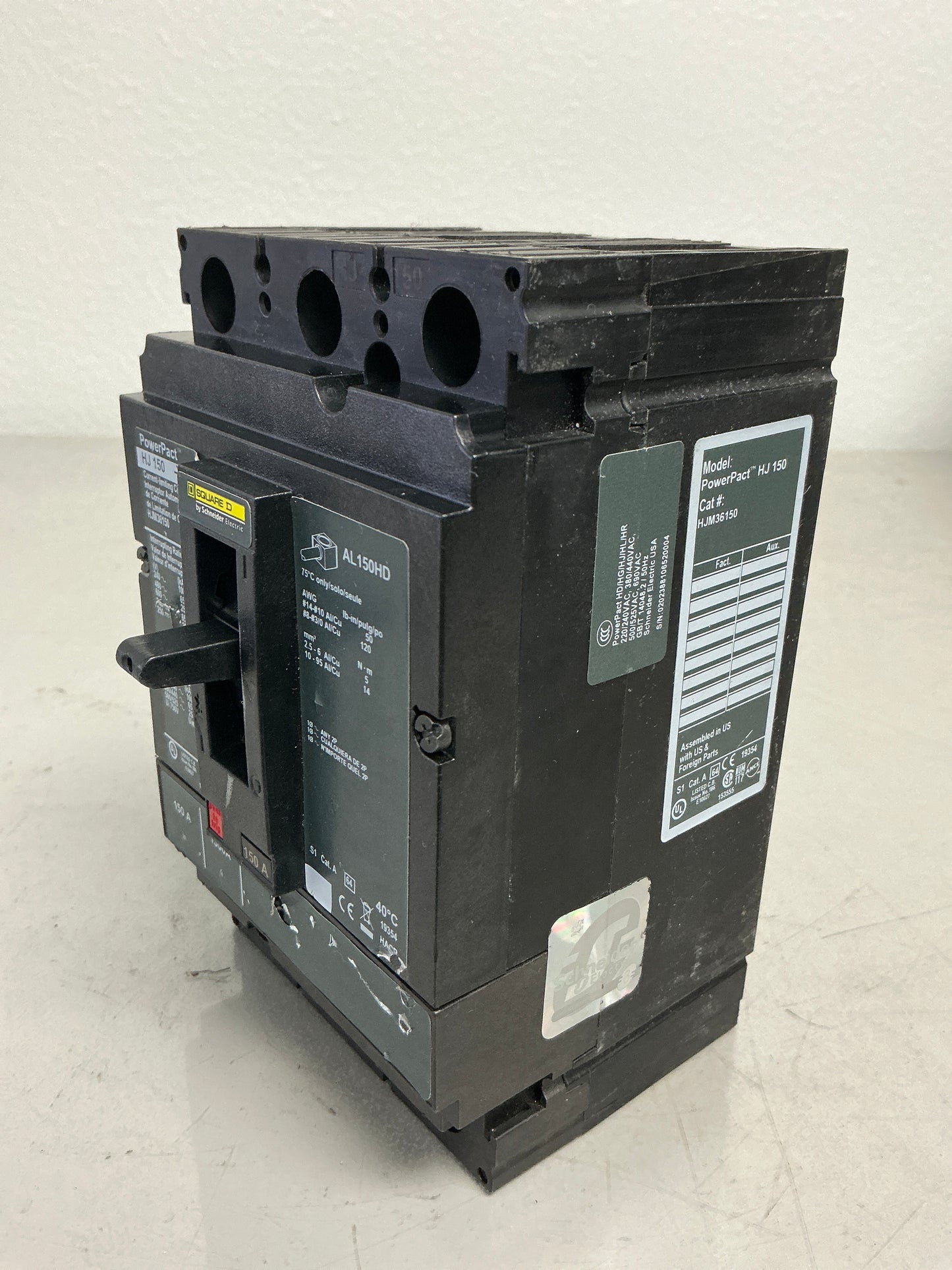 Used Square D HJM36150 3 Pole, 150 Amps, 480 Volts