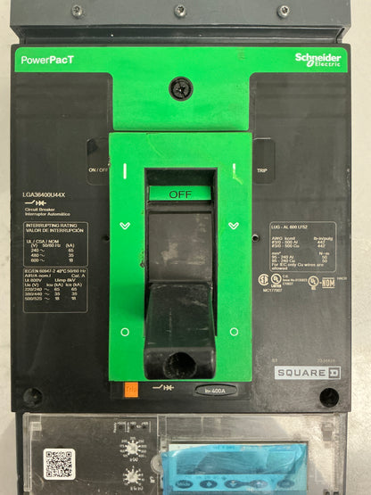 Used Square D LGA36400U44X 3 Pole, 400 Amps, 600 Volts