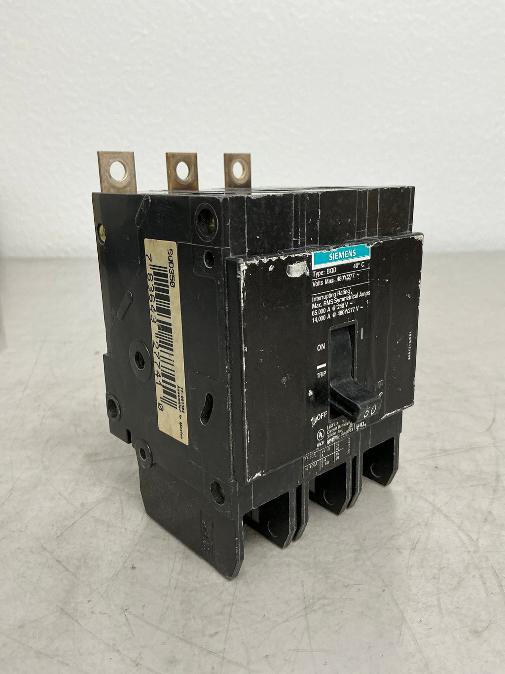 Used Siemens BQD350 3 Pole, 50 Amps, 480 Volts