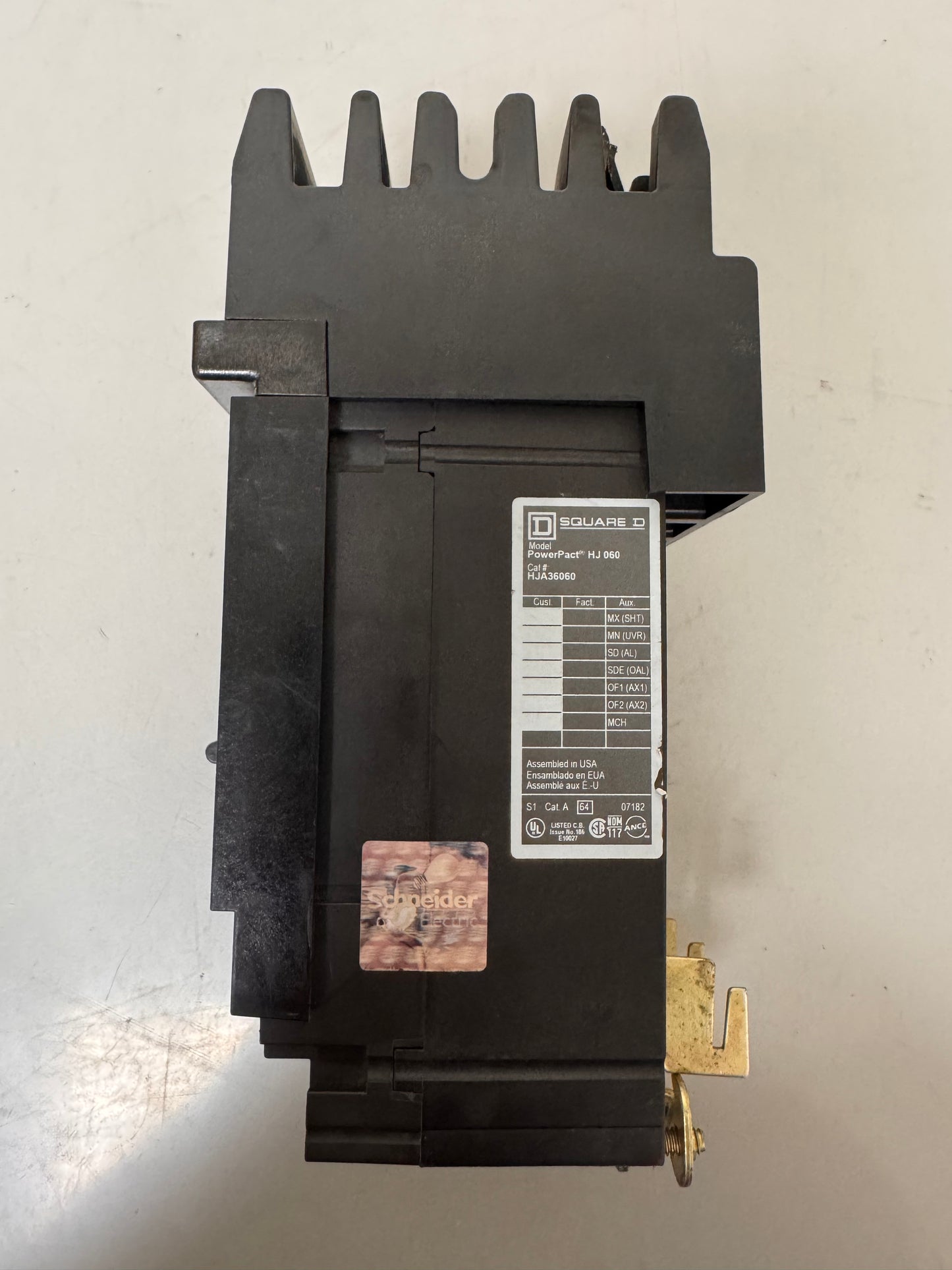 Used Square D HJA36060 60 Amp, 3 Pole, 600 Volt Breaker