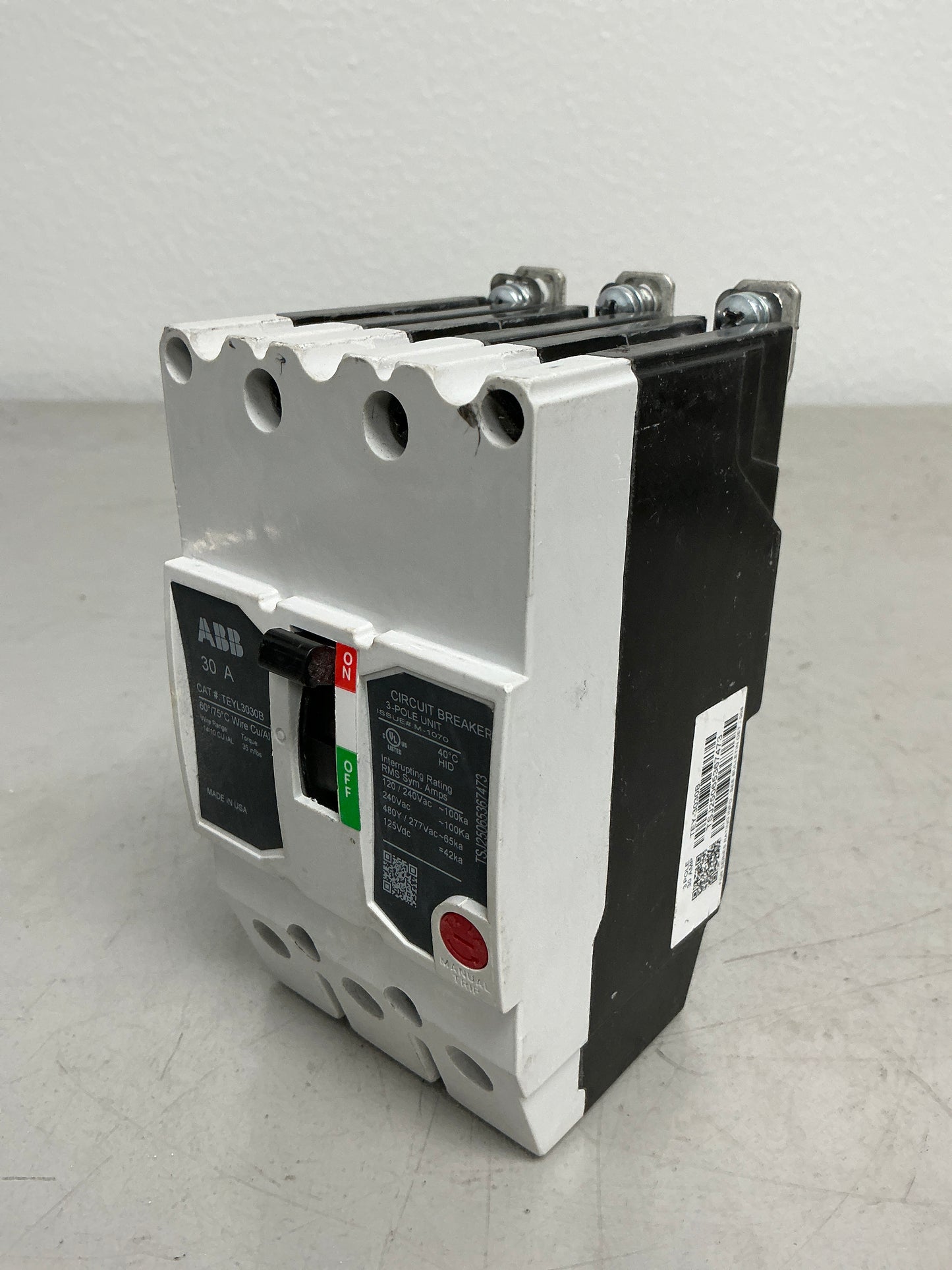 Used ABB TEYL3030B 3 Pole, 30 Amps, 480 Volts