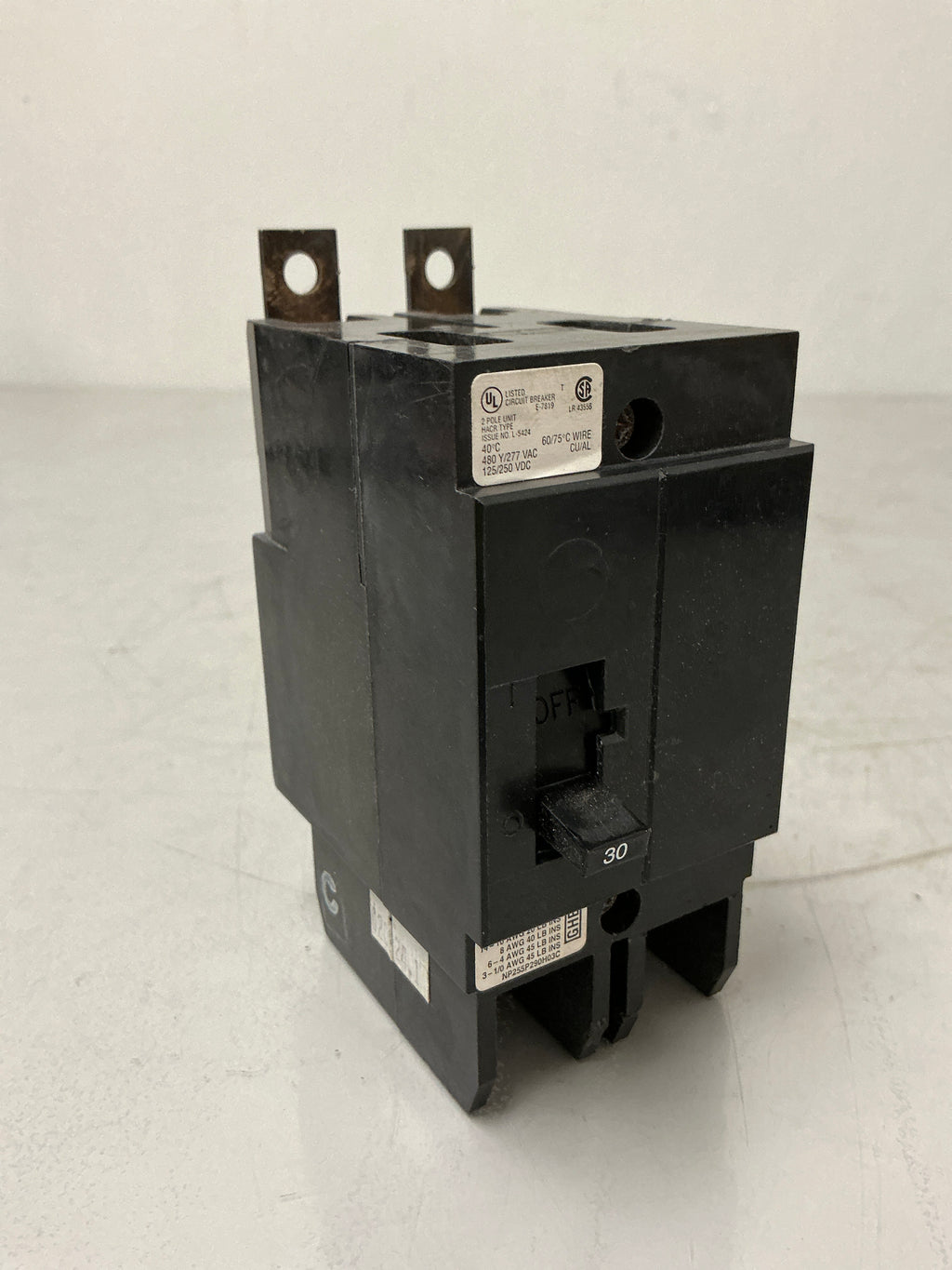 New Cutler-Hammer GHB2030 2 Pole, 30 Amps, 480 Volts Circuit Breaker