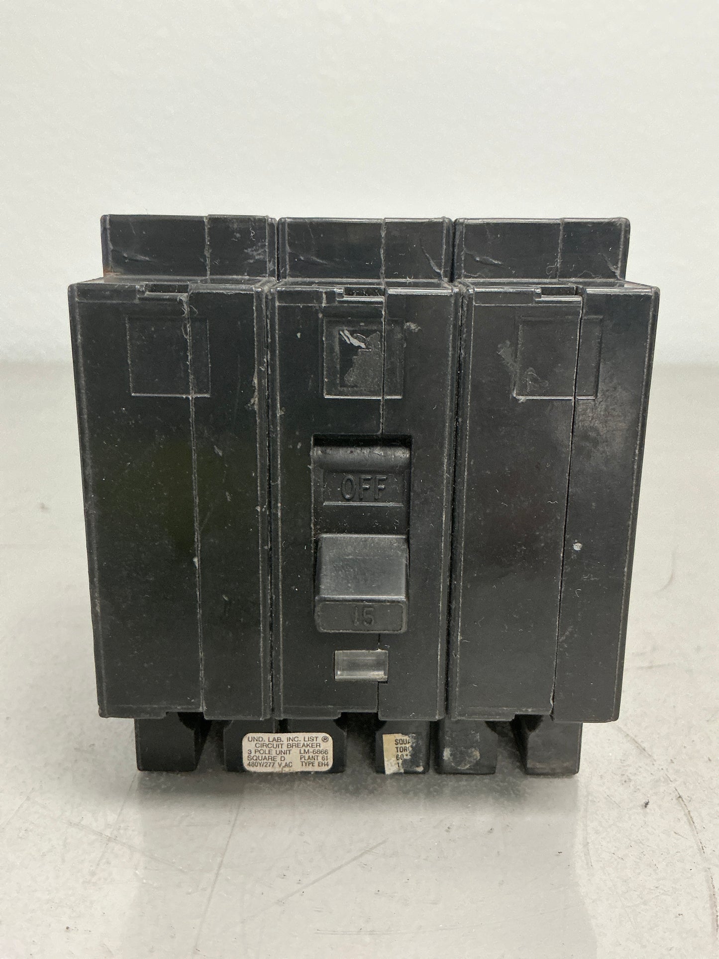 Used Square D EH34015 3 Pole, 15 Amps, 480 Volts