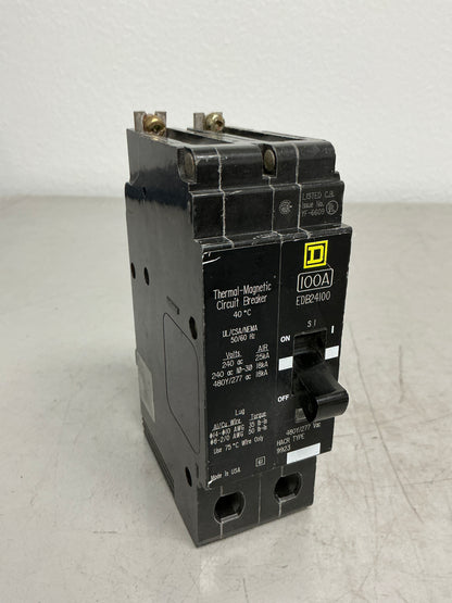 Used Squared D EDB24100 2 Pole, 100 Amps, 480 Volts