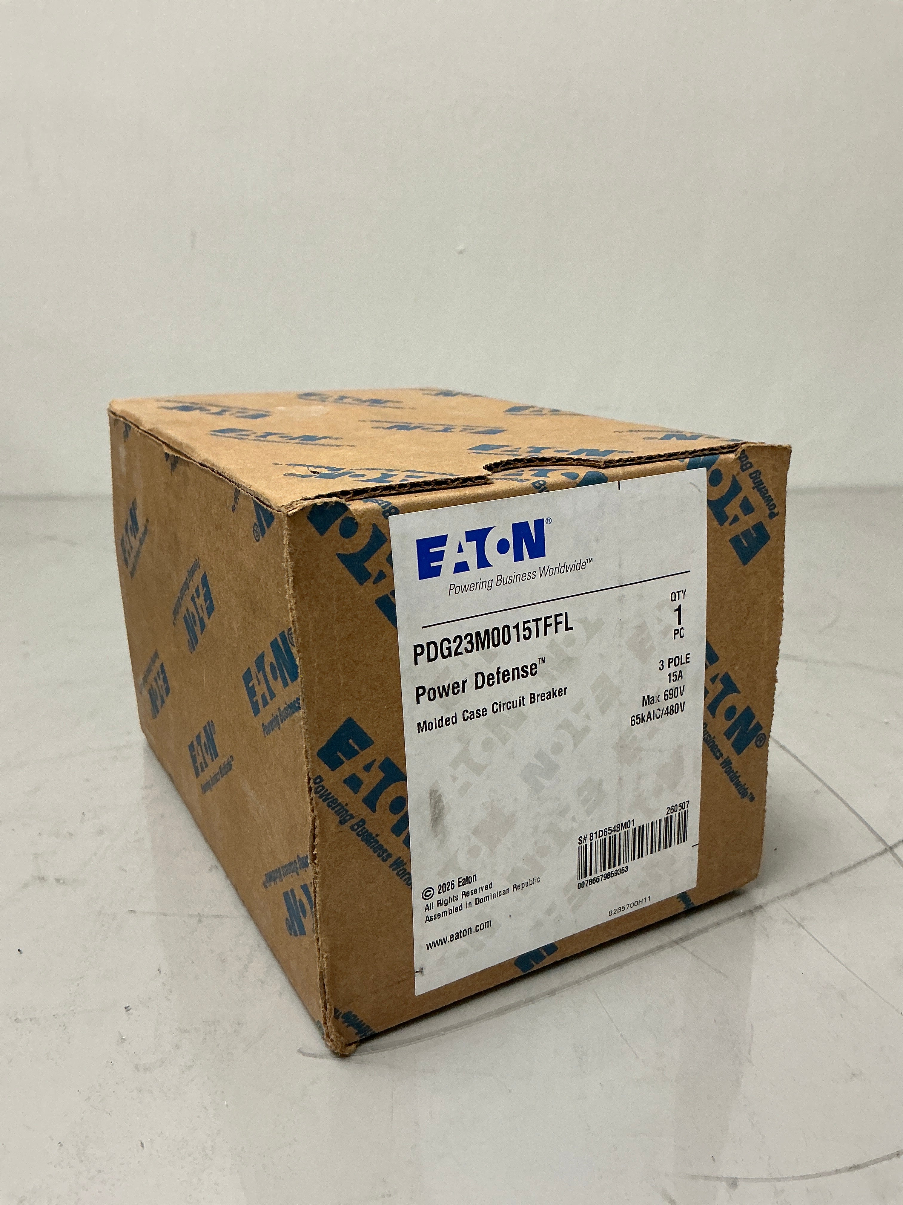 New Eaton PDG23M0015TFFL 3 Pole, 15 Amps, 480 Volts Circuit Breaker