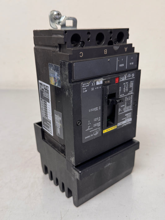 Used Square D HJA36050 50 Amp, 3 Pole, 600 Volt Breaker