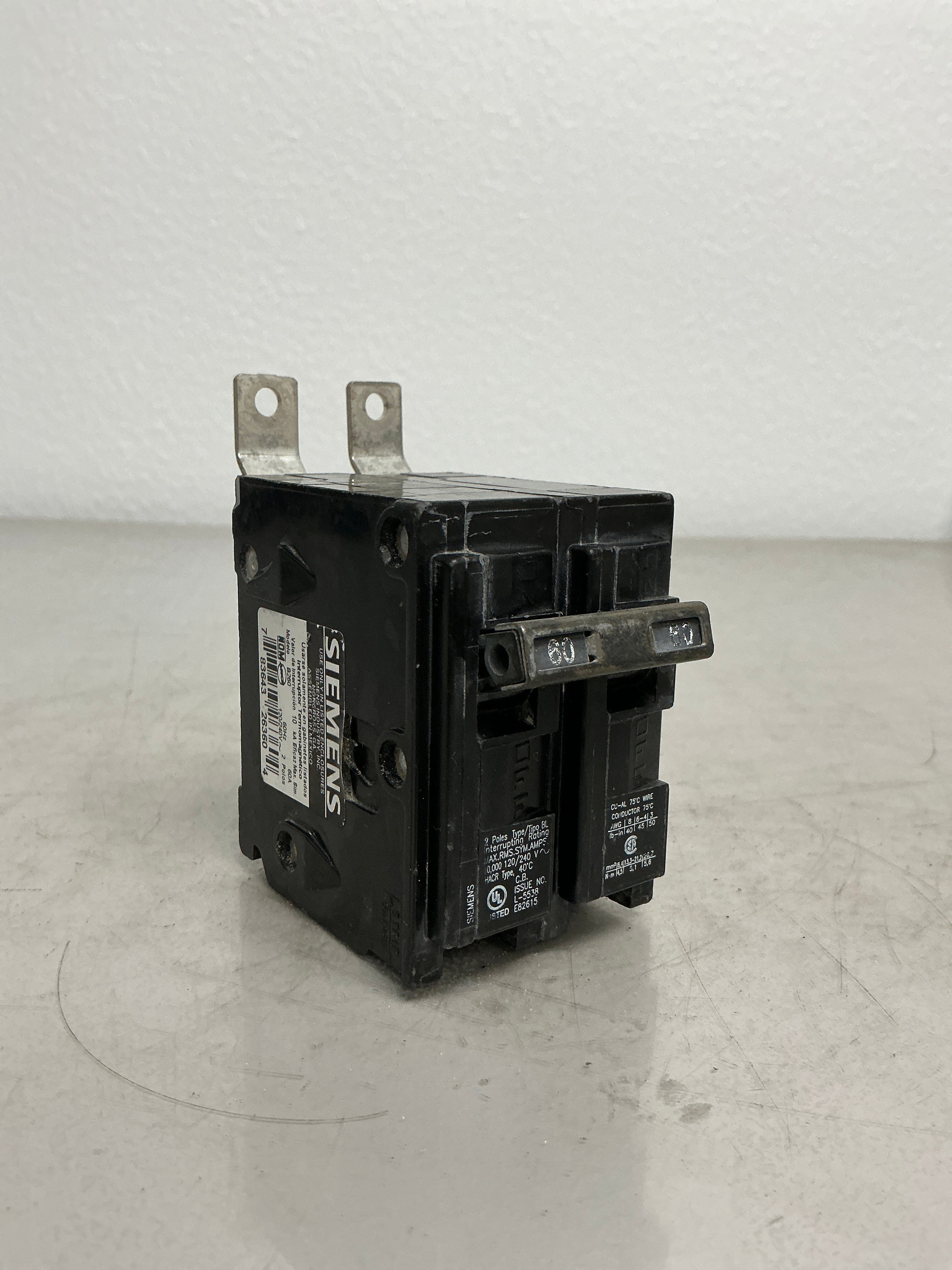 Used Siemens B260 2 Pole, 60 Amps, 240 Volts