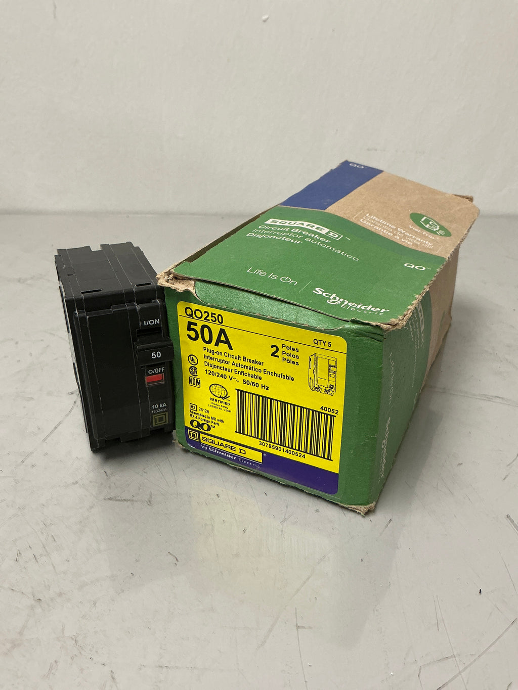 New Square D QO250 2 Pole, 50 Amps, 240 Volts Circuit Breaker