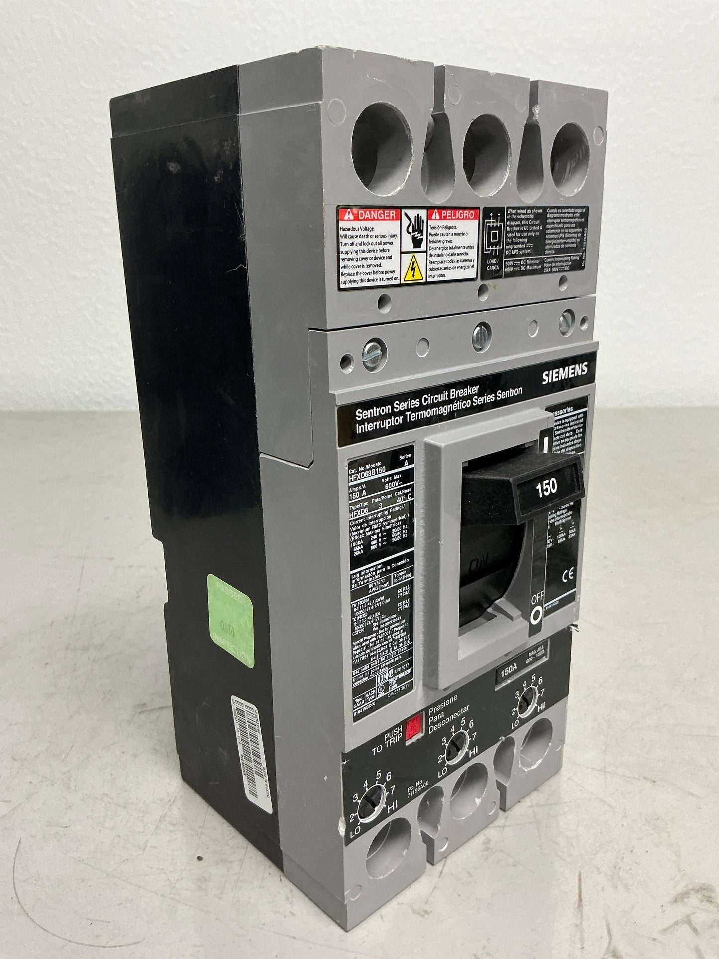 Used Siemens HFXD63B150 3 Pole, 150 Amps, 600 Volts