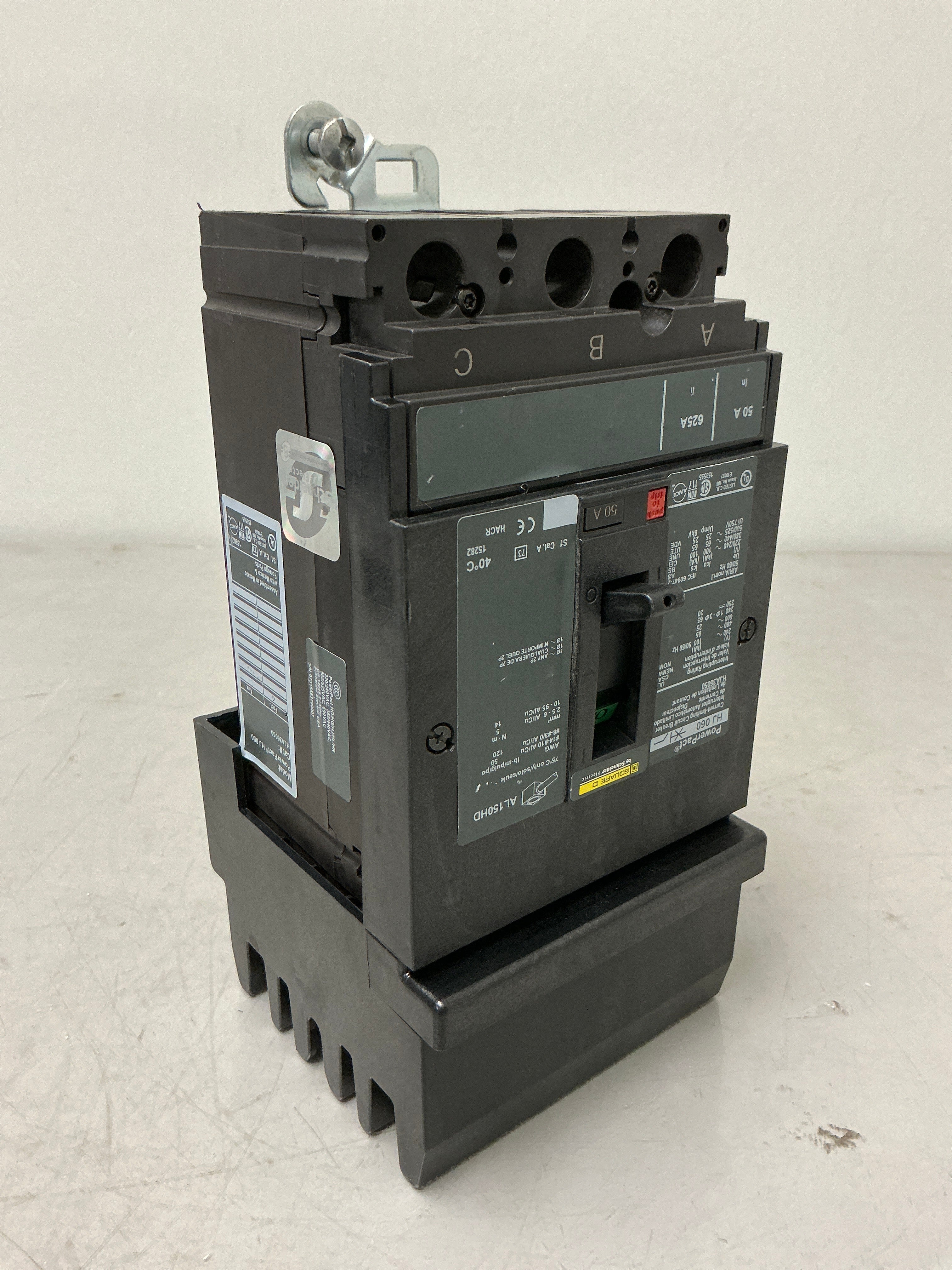 Used Square D HJA36050 3 Pole, 50 Amps, 600 Volts Circuit Breaker