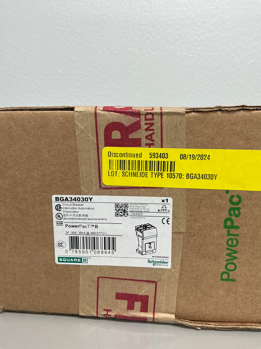 New Square D BGA34030Y 30 Amps, 3 Pole, 480 Volt