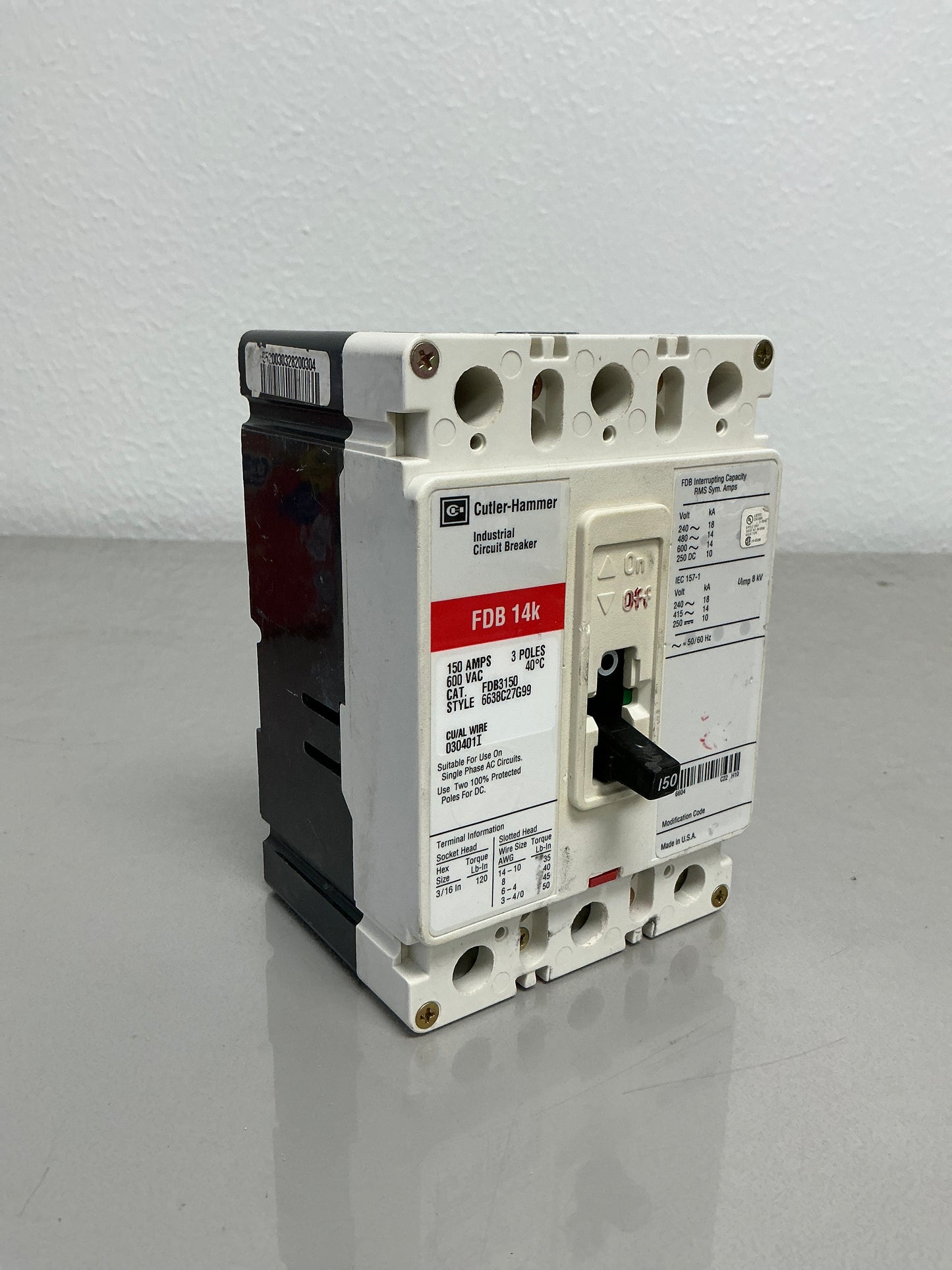 Used FDB3150 3 Poles, 150 Amps, 600 Volts