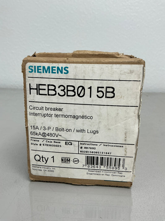 New Siemens HEB3B015B 15 Amps, 3 Pole, 480 Volt