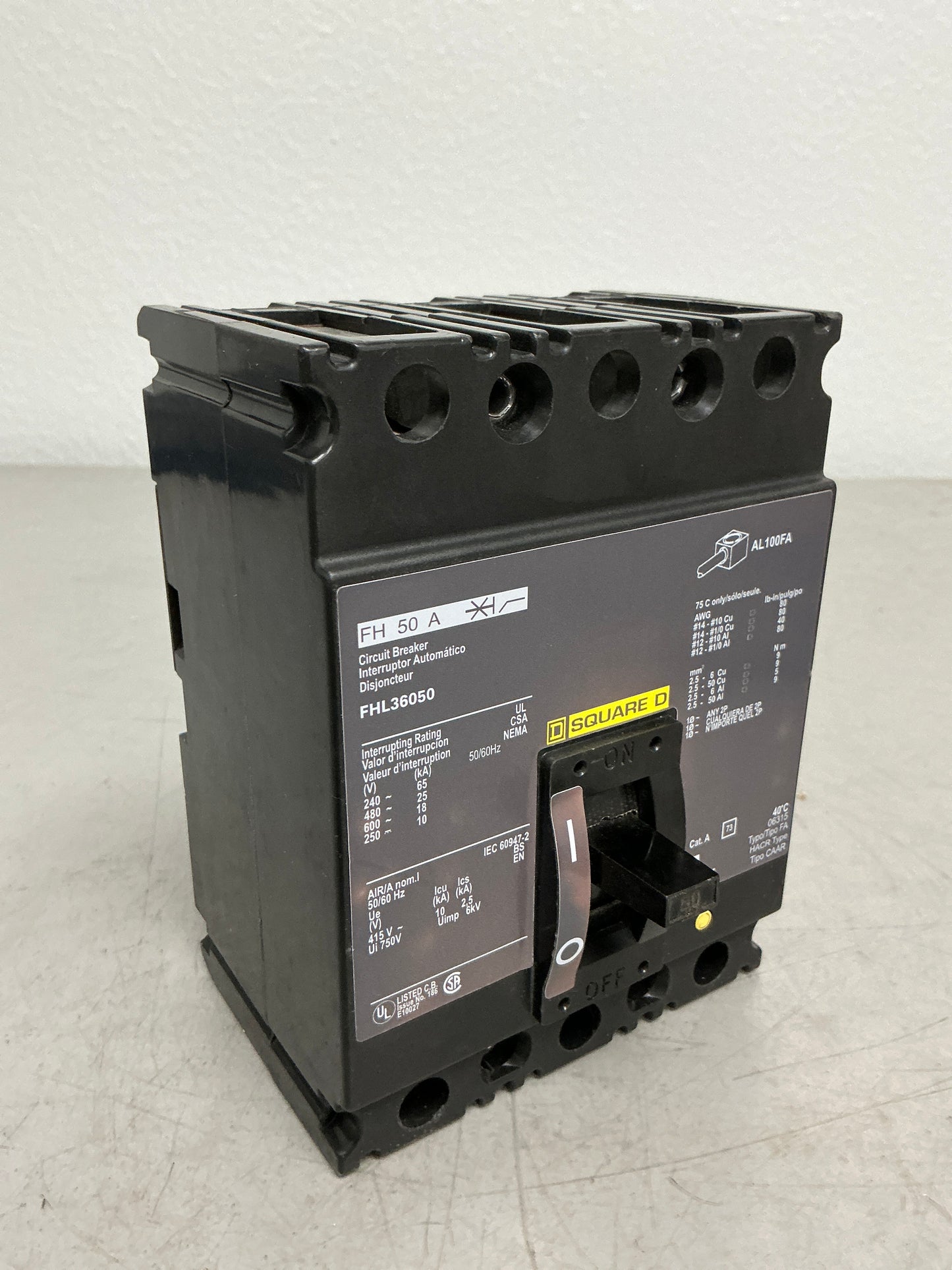 New Square D FHL36050 3 Pole, 50 Amps Circuit Breaker