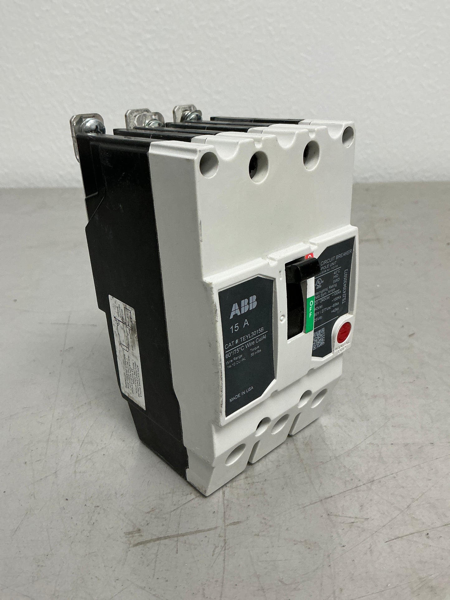 New ABB TEYL3015B 3 Pole, 15 Amps, 480 Volts