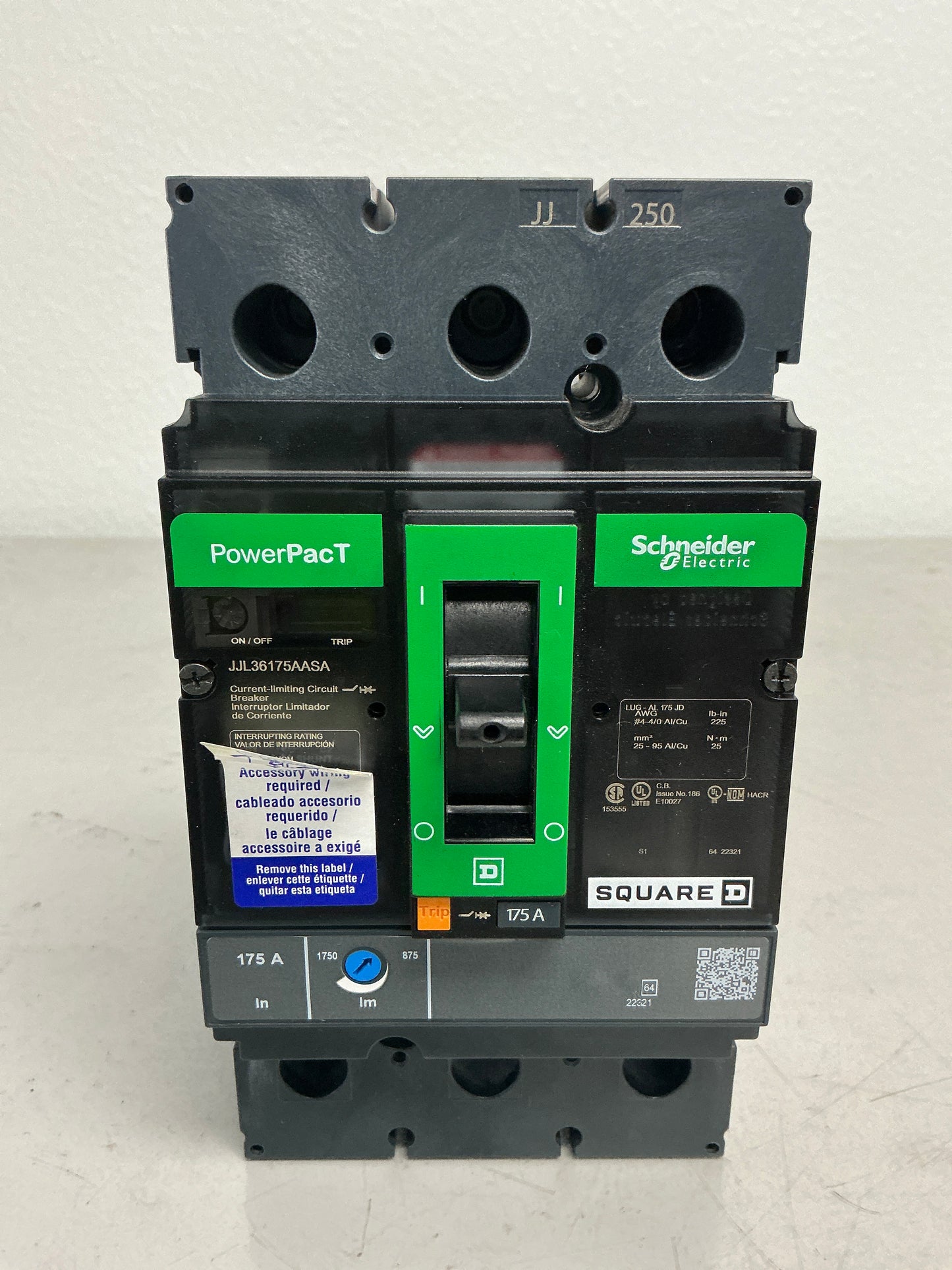 Used Square D JJL36175AASA 3 Pole, 175 Amps Circuit Breaker