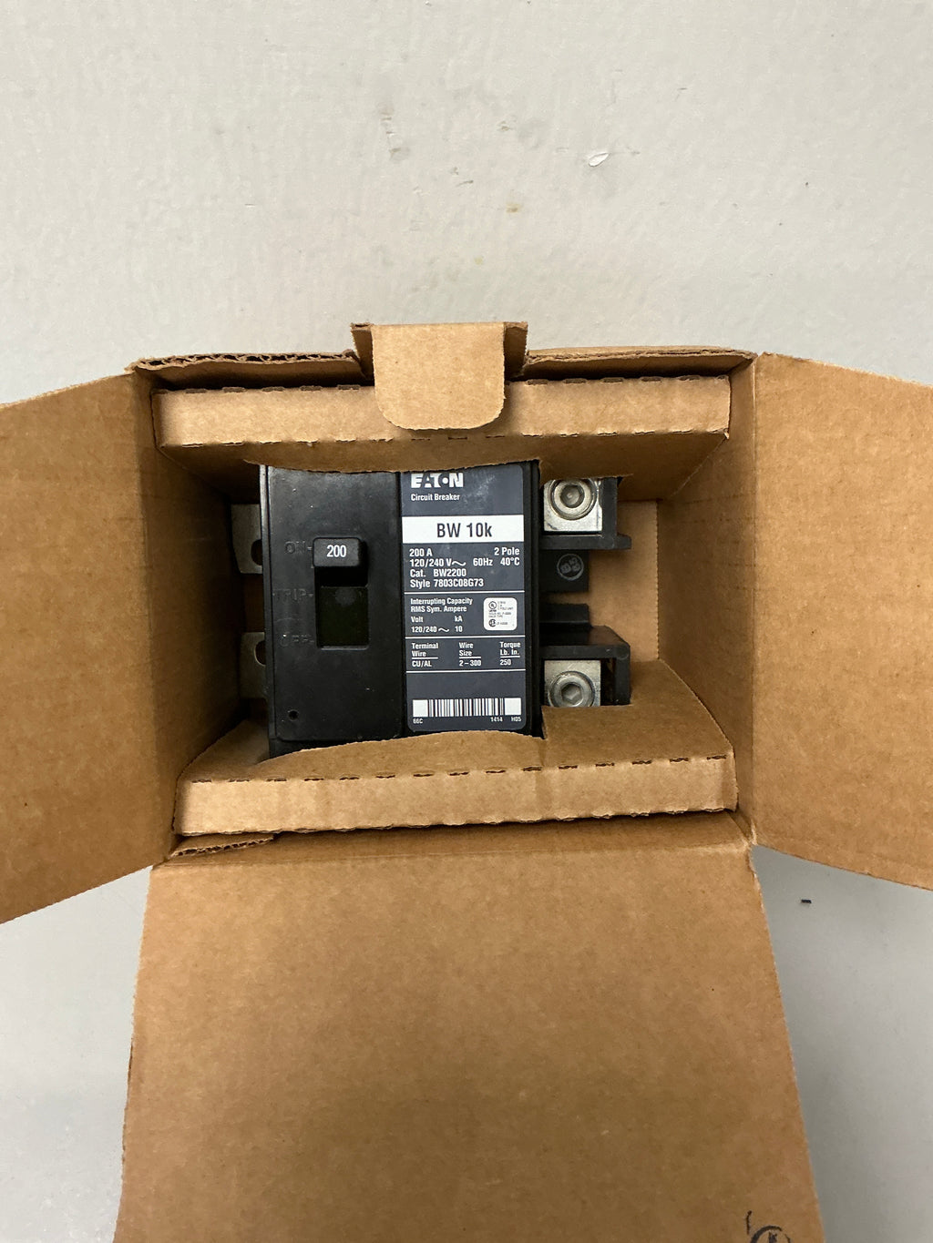 New Eaton BW2200 2 Pole, 200 Amps, 240 Volts Circuit Breaker