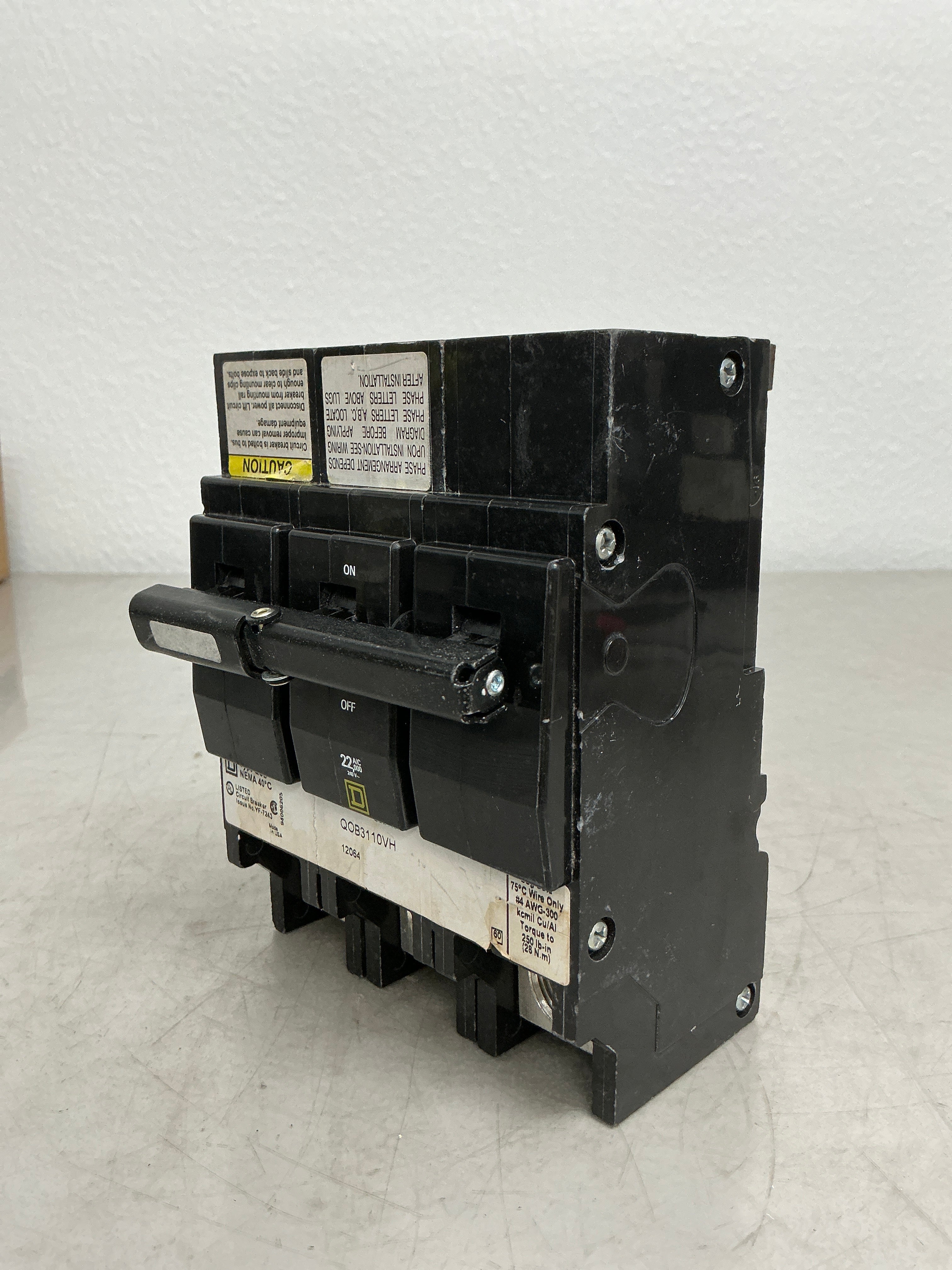 New Square D QOB3110VH 3 Pole, 110 Amps, 240 Volts