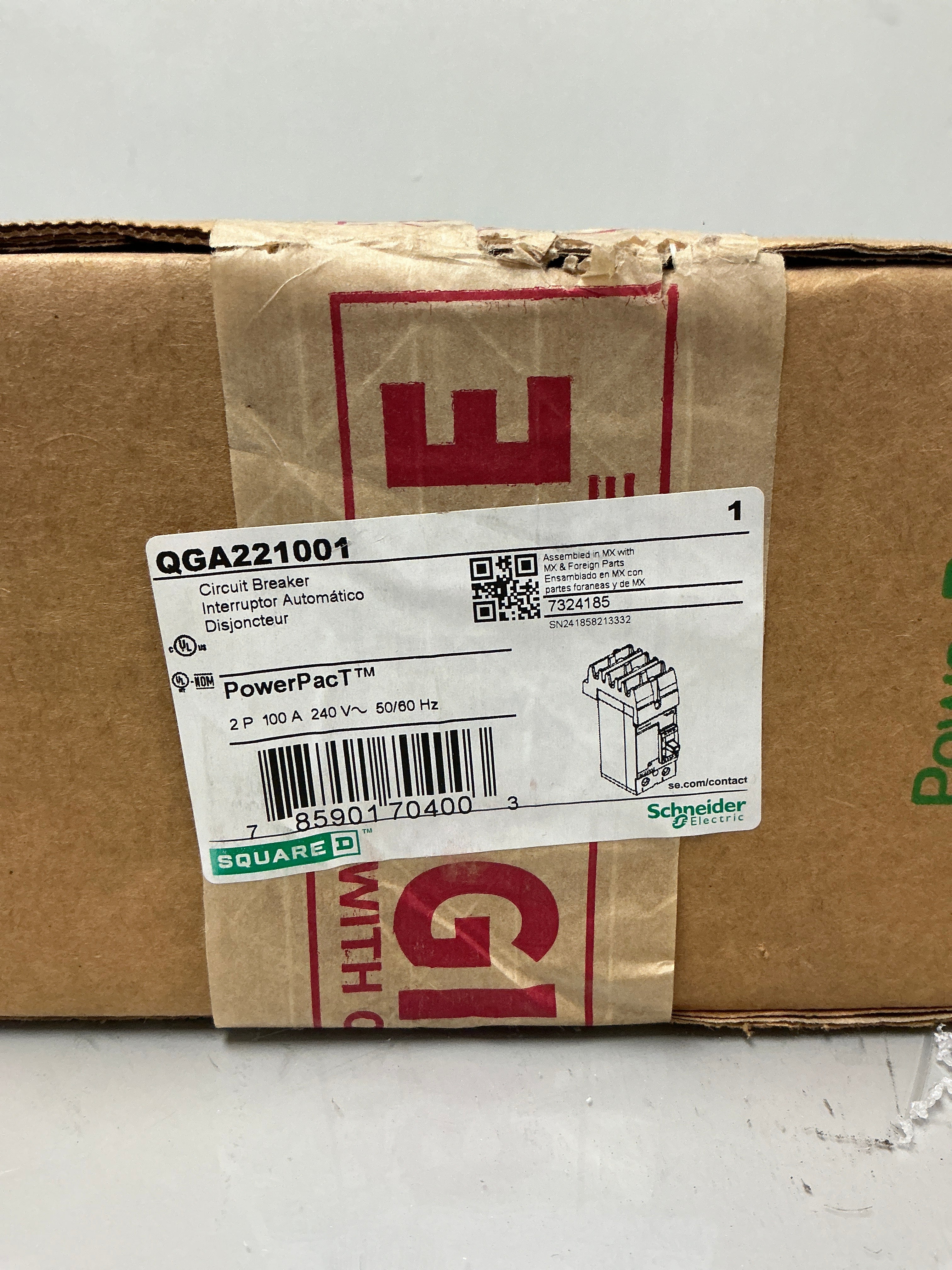 New Square D QGA221001 2 Poles, 100 Amps, 240 Volts, Circuit Breaker
