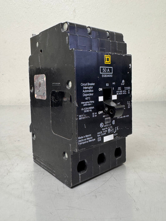 Used Square D EGB34050 50 Amp, 3 Pole, 480 Volt Breaker