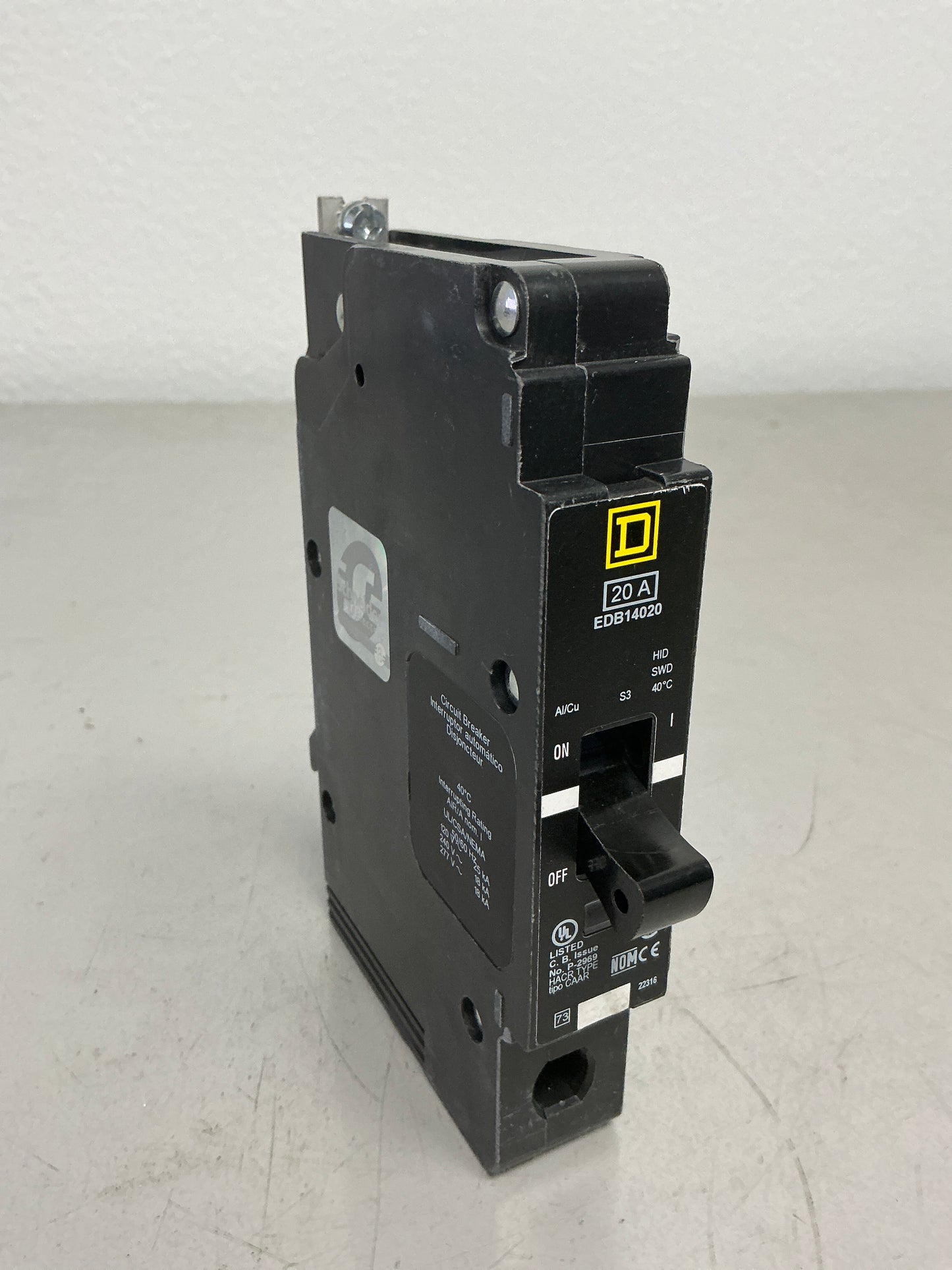 Use Square D EDB14020 1 Pole, 20 Amps, 277 Volts