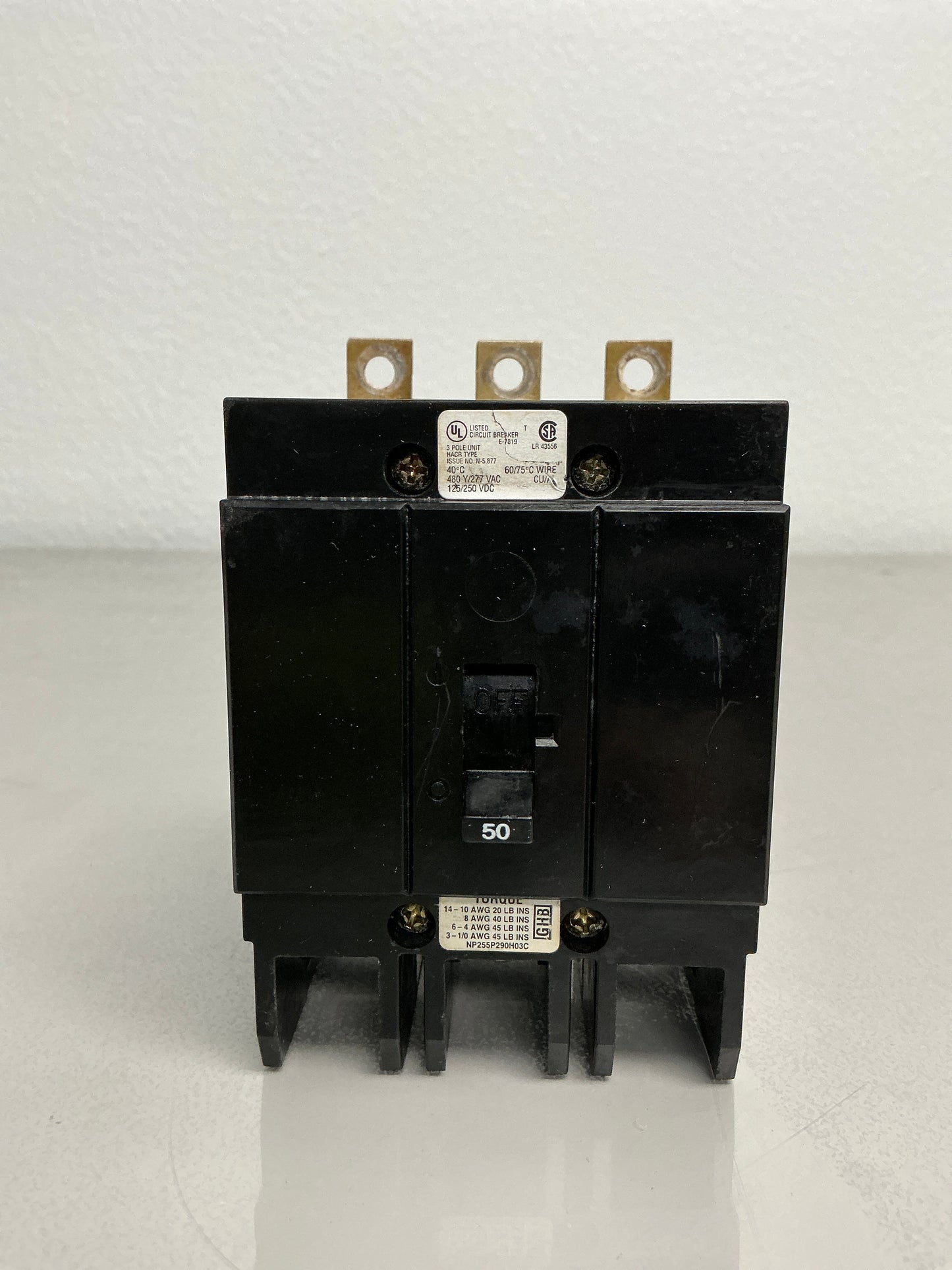 Used GHB3050 3 Pole, 50 Amps, 480/277 Volts