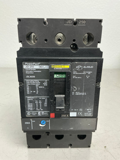 Used Square D JDL36250 3 Pole, 250 Amps, 600 Volts