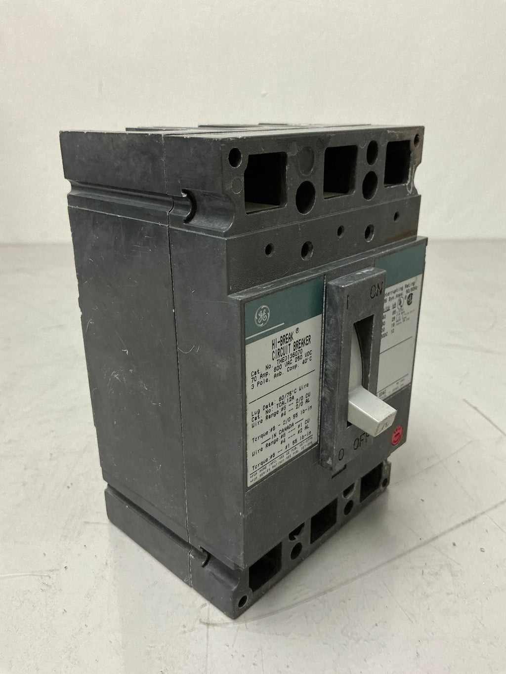 Used THED136070 3 Pole, 70 Amps, 600 Volts Circuit Breaker