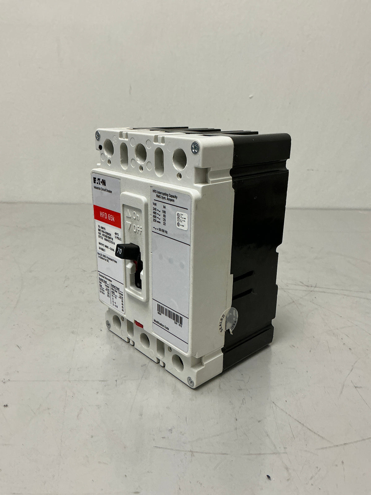 New Eaton HFD3070BP10 3Pole, 70Amps, 600 Volt Circuit Breaker