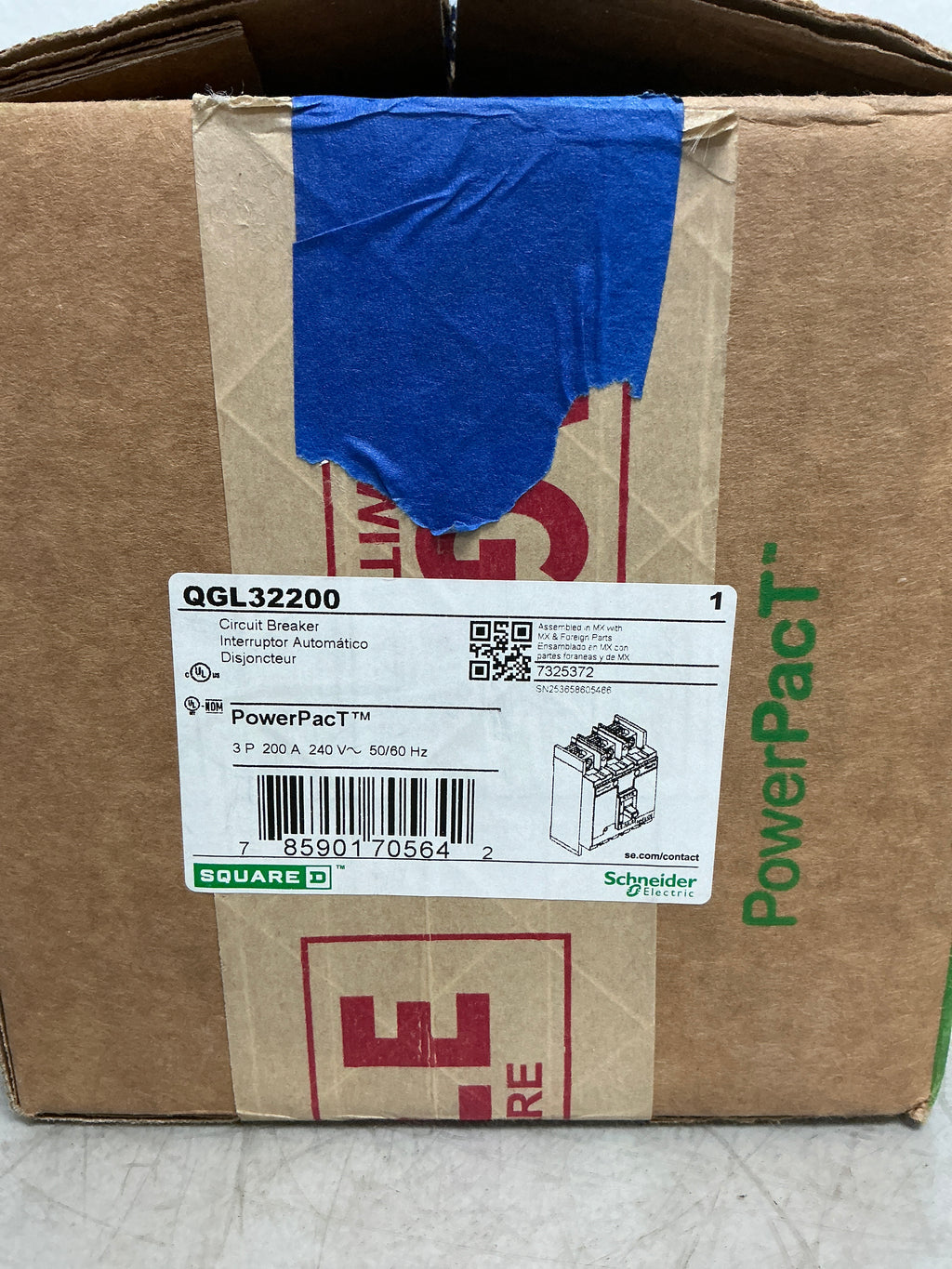 New Square D QGL32200 3 Pole, 200 Amps, 240 Volts Circuit Breaker