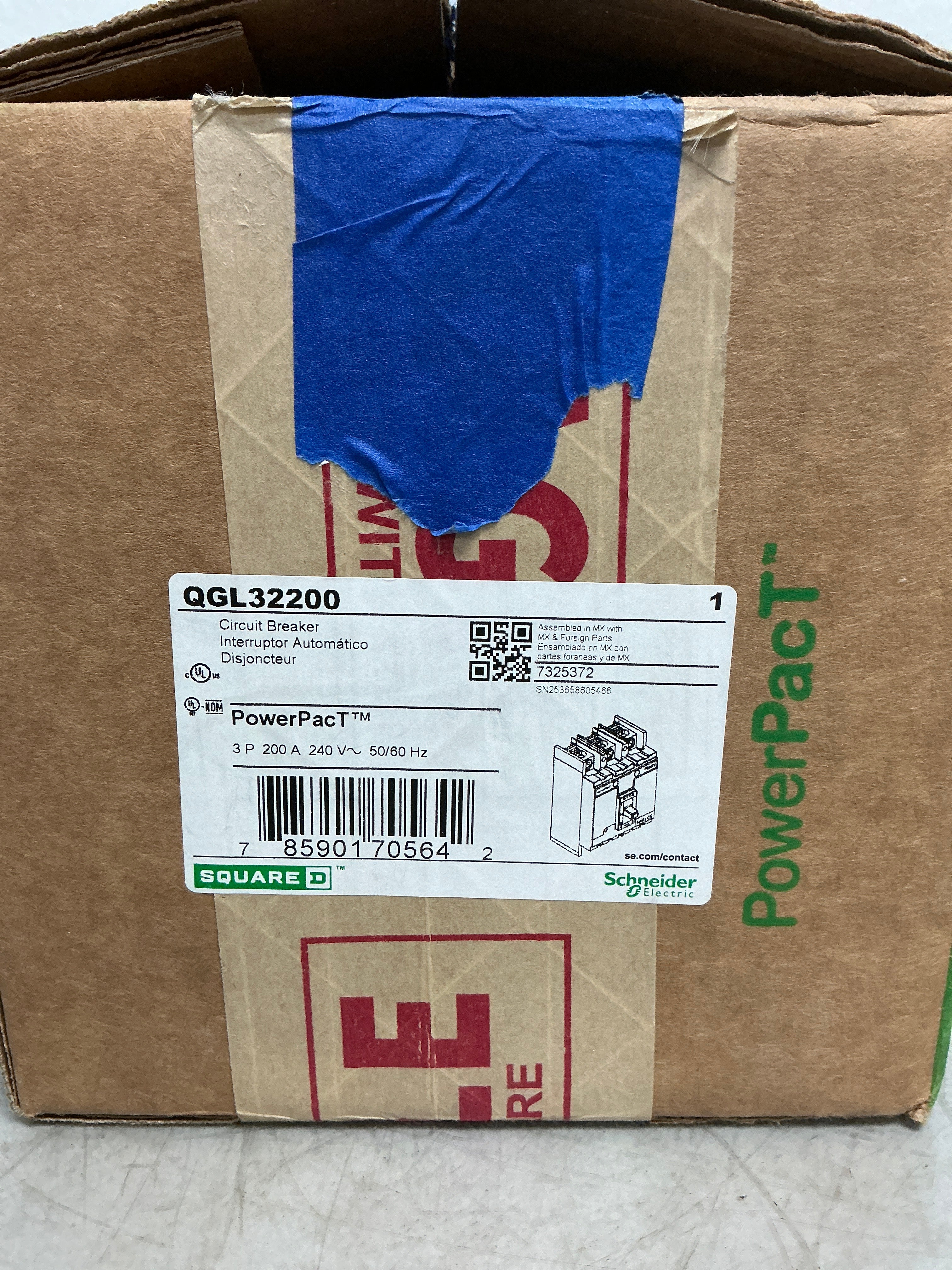 New Square D QGL32200 3 Pole, 200 Amps, 240 Volts Circuit Breaker