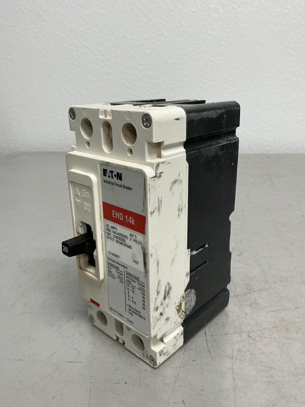 Used Eaton EHD2020L 2 Poles, 20 Amps, 480 Volts