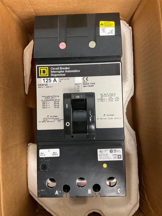 New Square D KA36125 3 Pole, 125 Amps, 600 Volts