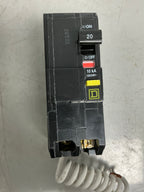 Used Square D QOB220GFCI 2 Pole, 20 Amps, 120/240 Volts Circuit Breaker
