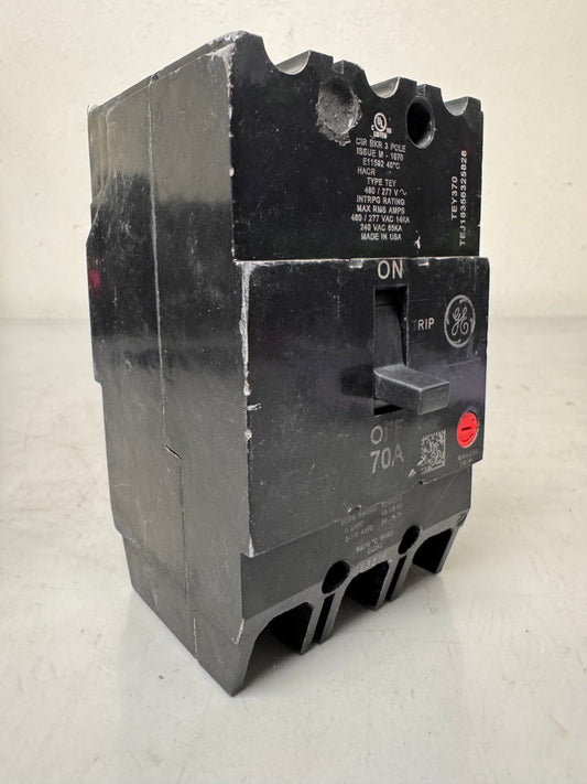 Used General Electric TEY370 70 Amp, 3 Pole, 480 Volt Breaker