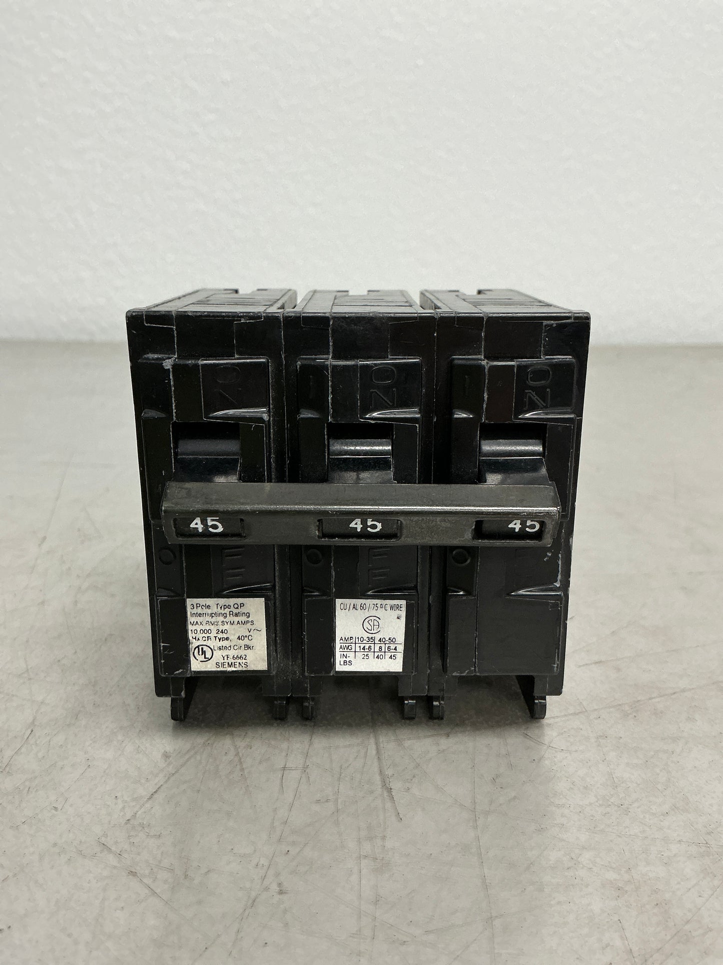 Used Siemens Q345 3 Pole, 45 Amps, 240 Volts