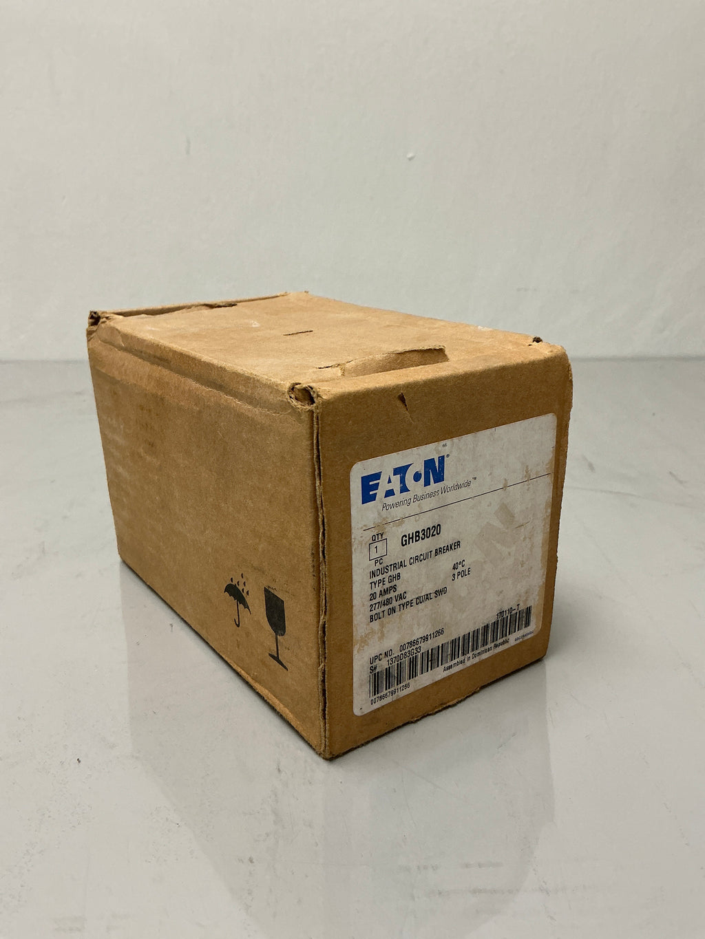 New Eaton GHB3020 3 Pole, 20 Amps, 480 Volts Circuit Breaker