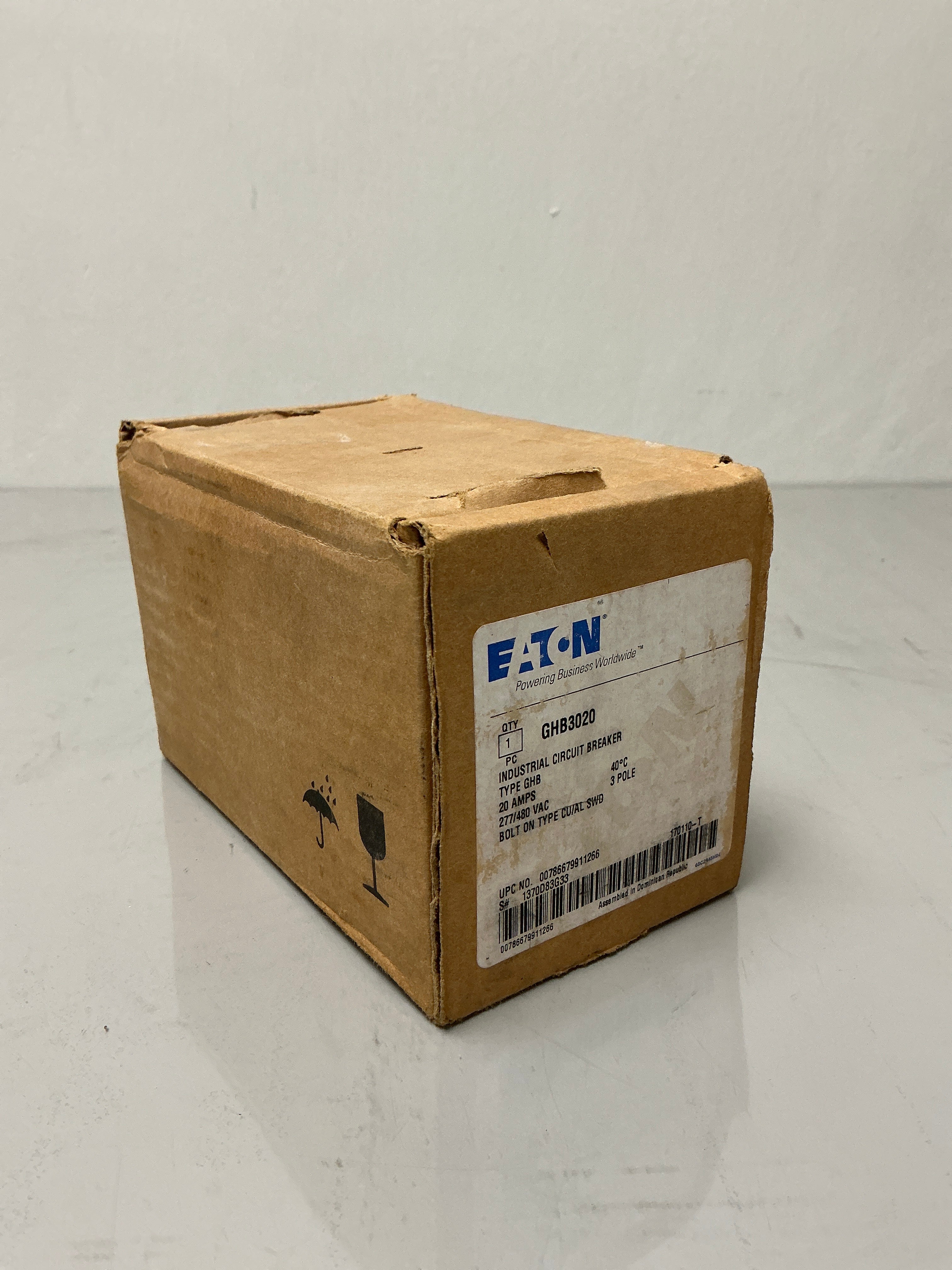 New Eaton GHB3020 3 Pole, 20 Amps, 480 Volts Circuit Breaker