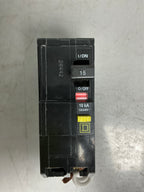 Used Square D QOB215GFCI 2 Pole, 15 Amps, 120/240 Volts Circuit Breaker