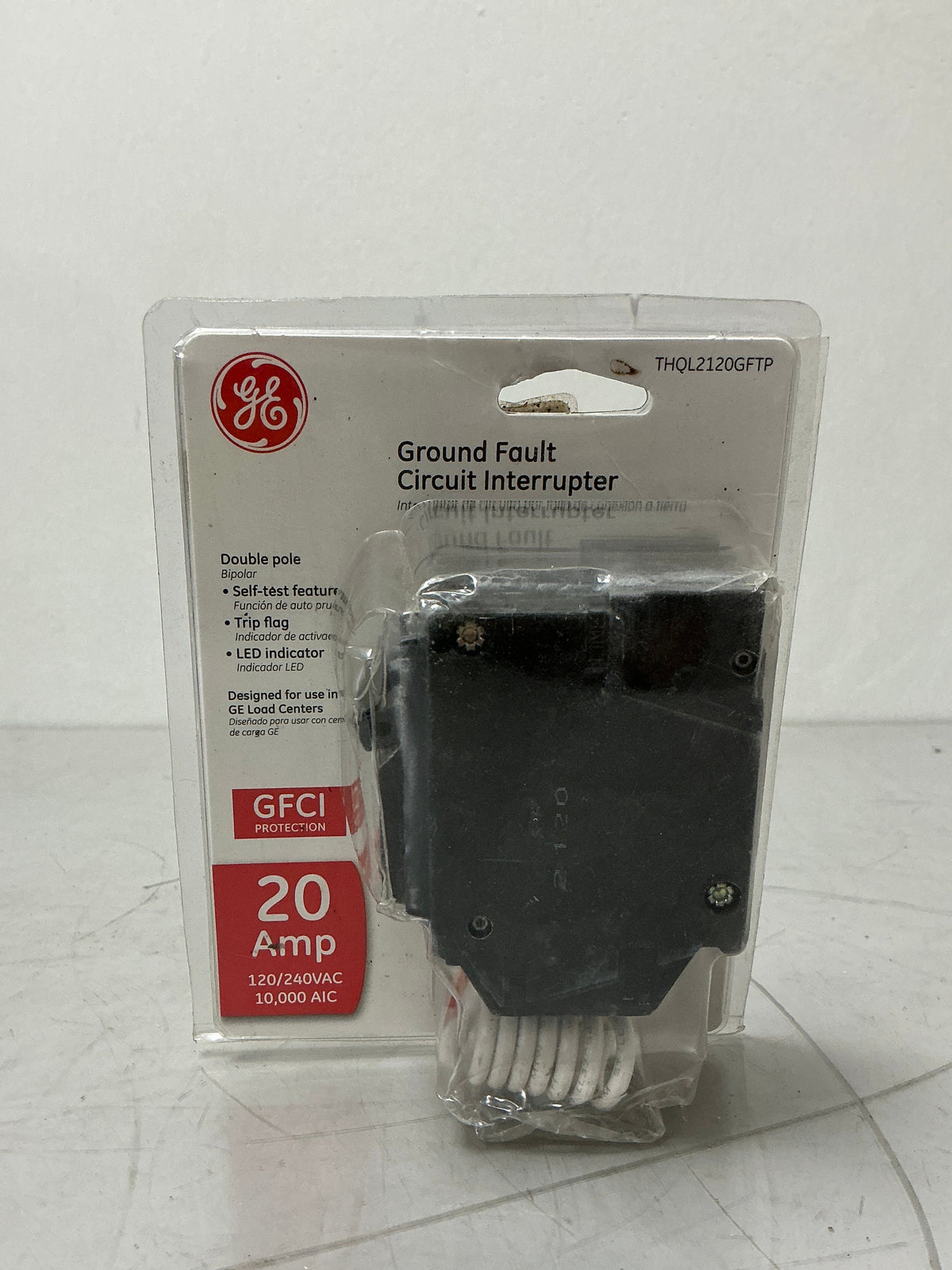 New GE THQL2120GFTP 2 Pole, 20 Amps, 120 Volts, Circuit Breaker